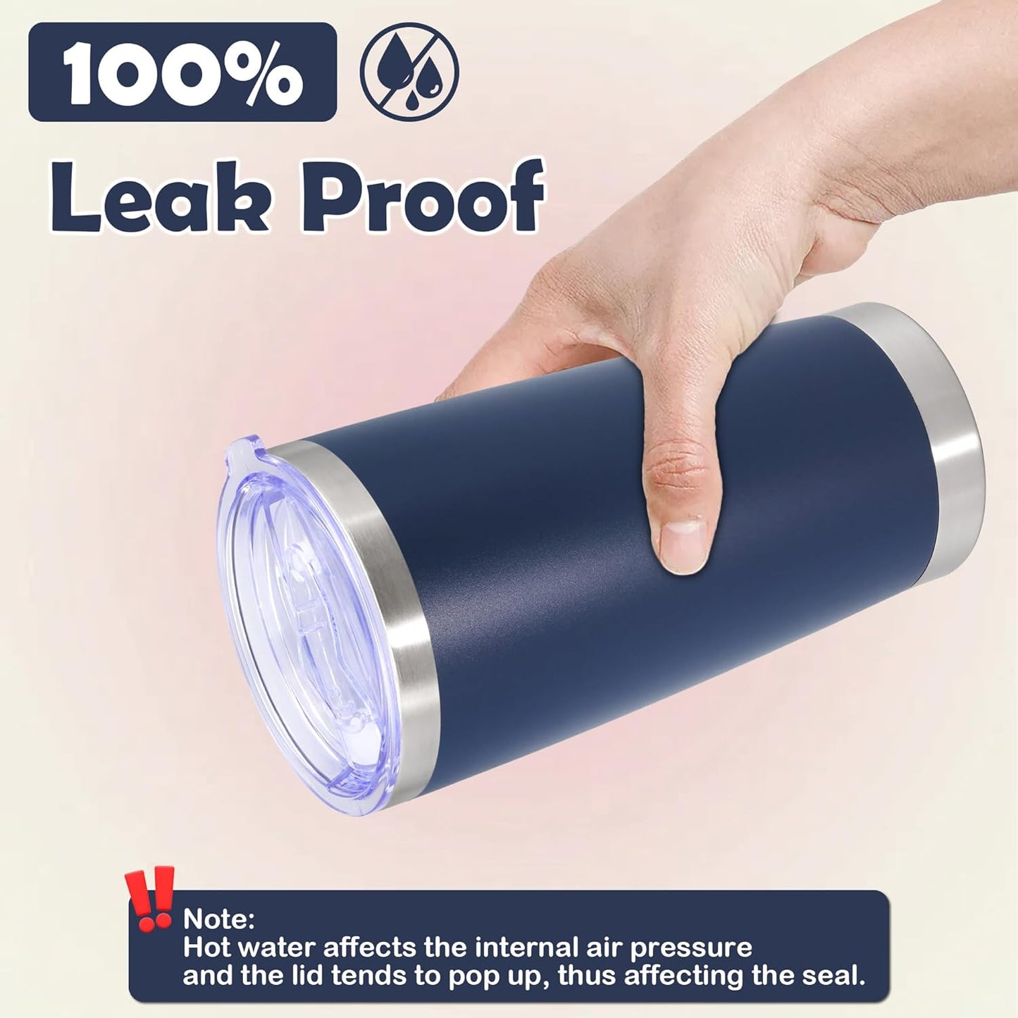 20oz Tumbler Stainless Steel Tumbler Cup with Lid Vacuum Insulated Double Wall Travel Mug, Durable Powder Coated Travel Coffee Tumbler Mug for Hot & Cold Drinks, Navy,1 Pack