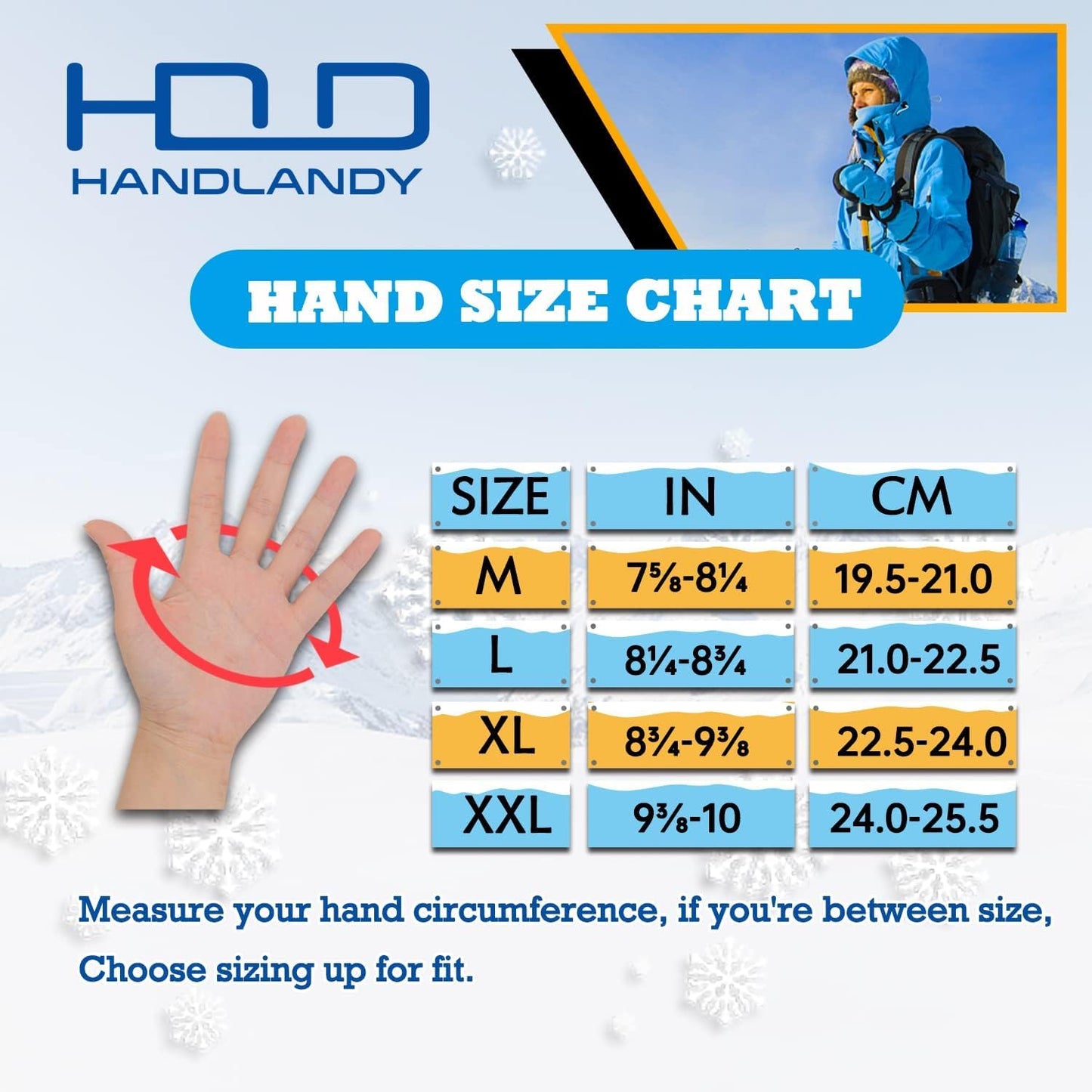 HANDLANDY Waterproof Insulated Work Gloves, 3M Thinsulate Thermal Winter Gloves for Men Women Touch Screen, Warm Ski Snowboard Cold Weather Gloves (2XL, Blue)