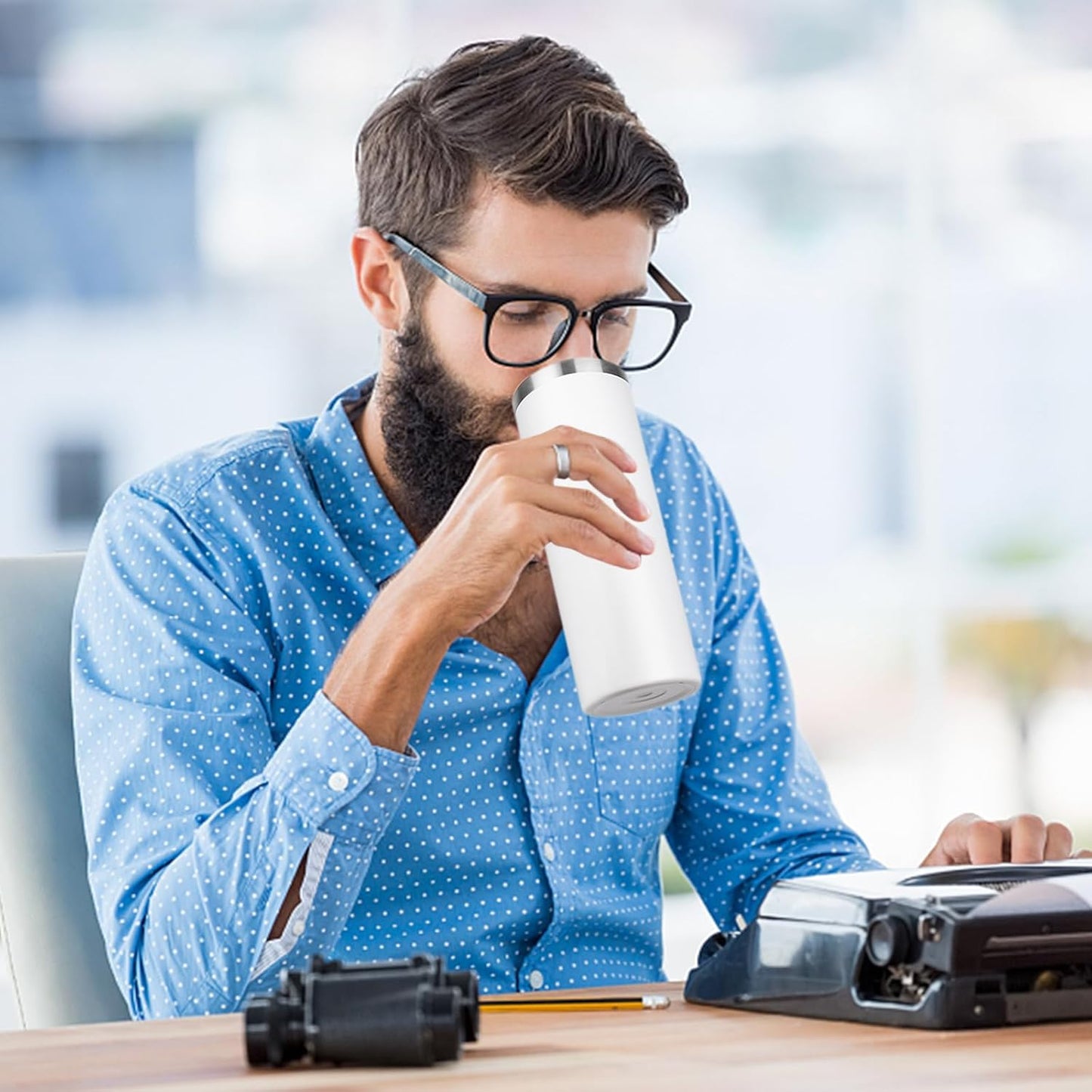 20 oz Skinny Tumblers with Lid and Straw,Stainless Steel Vacuum Insulated Tumbler Cup Double Wall Travel Coffee Mug, Thermal Water Tumbler for Hot and Cold Drinks(White,8)