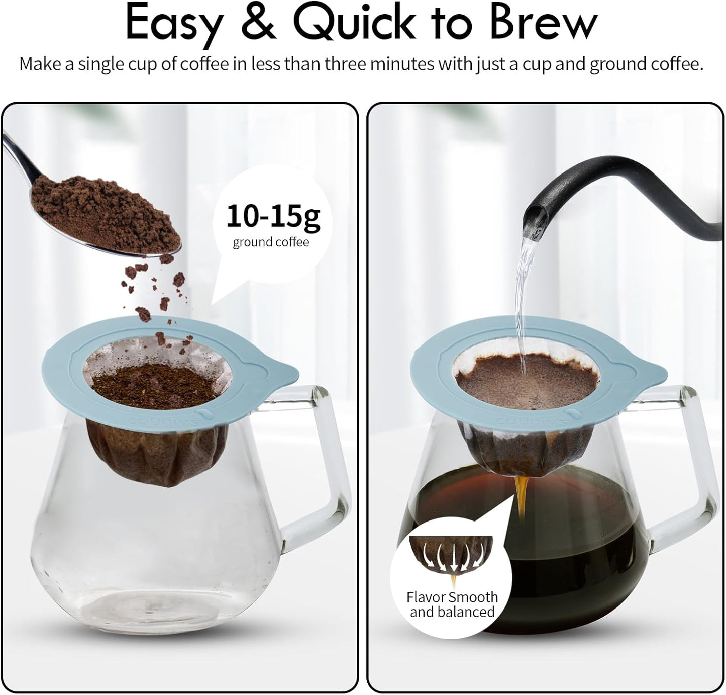 Portable Pour Over Coffee Dripper Reusable Coffee Filter Pour Over Coffee Maker for Camping Coffee, Travel Coffee Maker Single Serve Drip Coffee Filters (10, white)