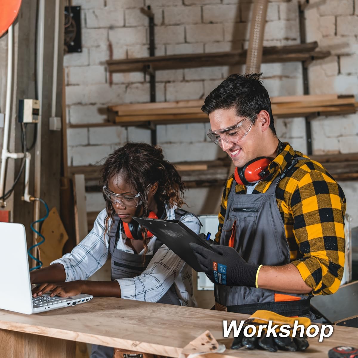 KAYGO Safety Work Gloves PU Coated for Men and Women, 60 Pairs KG11PB, Seamless Knit Glove with Two Fingers Touchscreen, breathable and lightweight Ideal for General Duty Work (XL,Black)