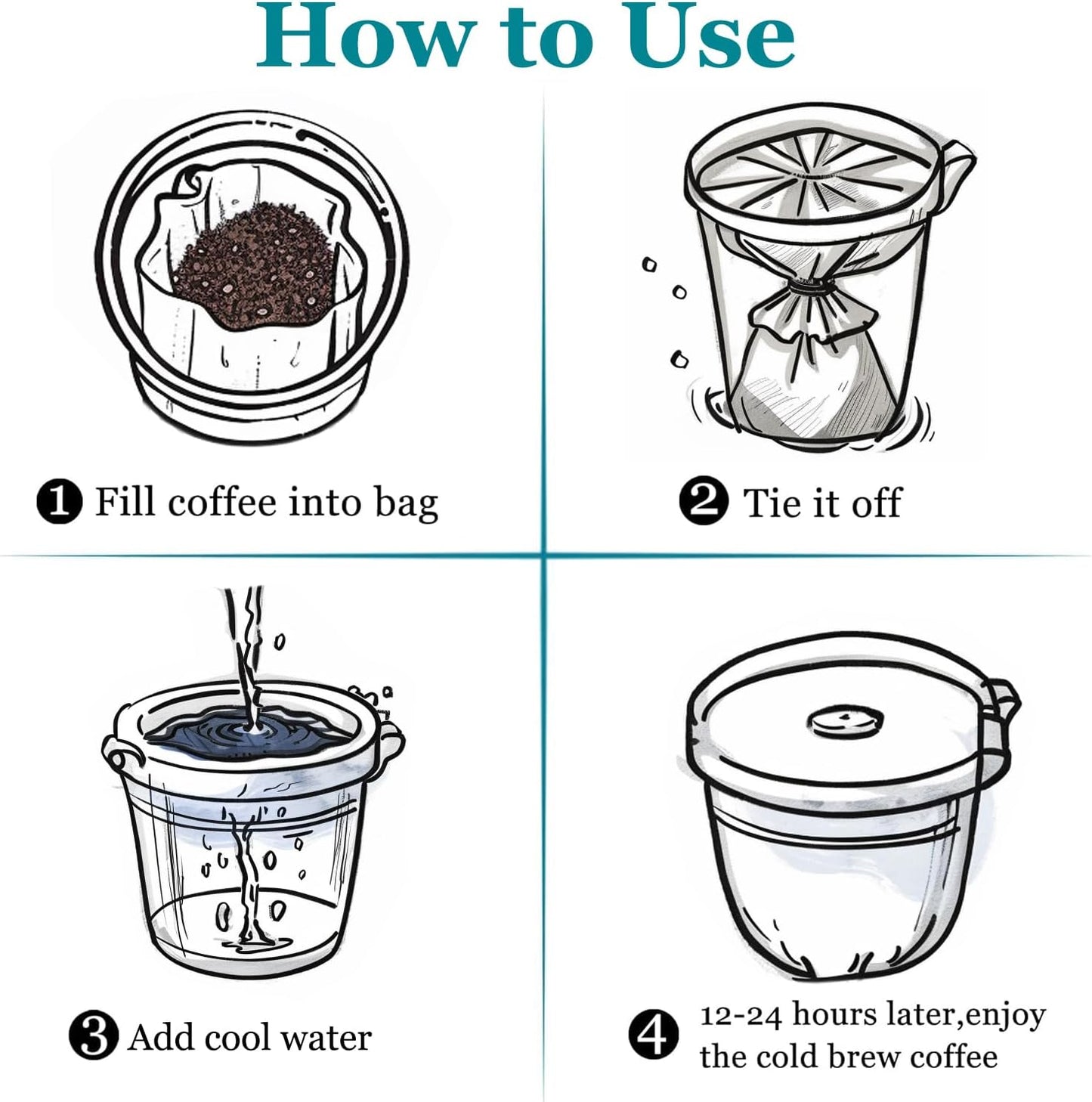 Yzurbu 100pcs 16''x20'' Cold Brew Coffee Filter Bags, No Mess Disposable Filter Bag with Straps for Coffee Shop 5-Gallon Systems