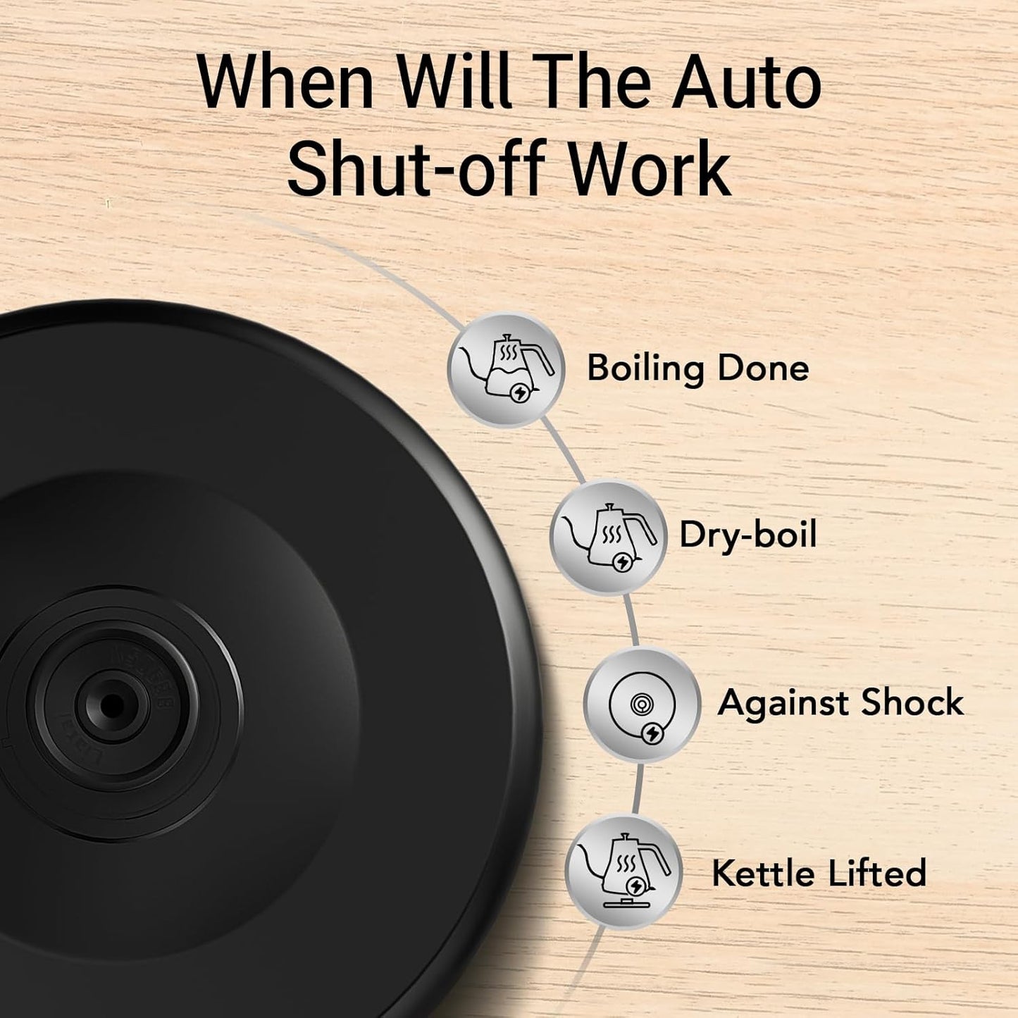 Mecity Electric Kettle Gooseneck Water Kettle Stainless Steel Tea Kettle Water Boiler Fast Heating, Auto Shut Off, 27 fl oz, 1000W, Stainless Steel