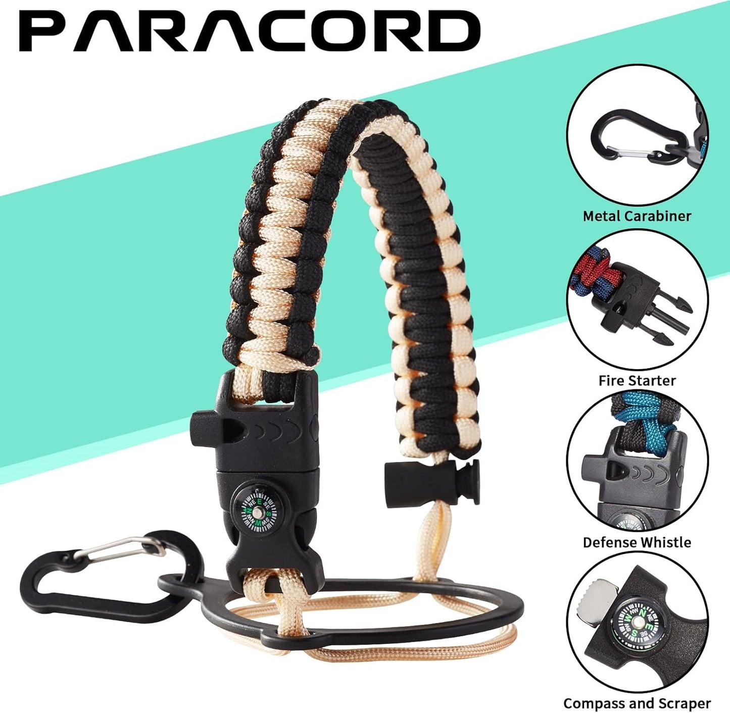 Insulated Water Bottle - 32oz 40oz 64oz Water Bottles with Straw & Spout Lids, Carrier Bag, Paracord Handle and Flask Boot, Reusable Stainless Steel Water Bottle, Metal Canteen Mug for Work