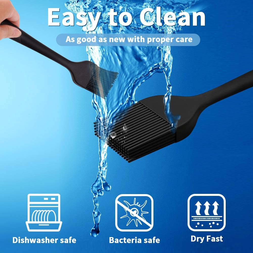 Silicone Basting Pastry Brush - Cooking Brush for Oil Sauce Butter Marinades, Food Brushes for BBQ Grill Kitchen Baking, Baster Brushes Baste Pastries Cakes Meat Desserts, Food Grade, Dishwasher Safe