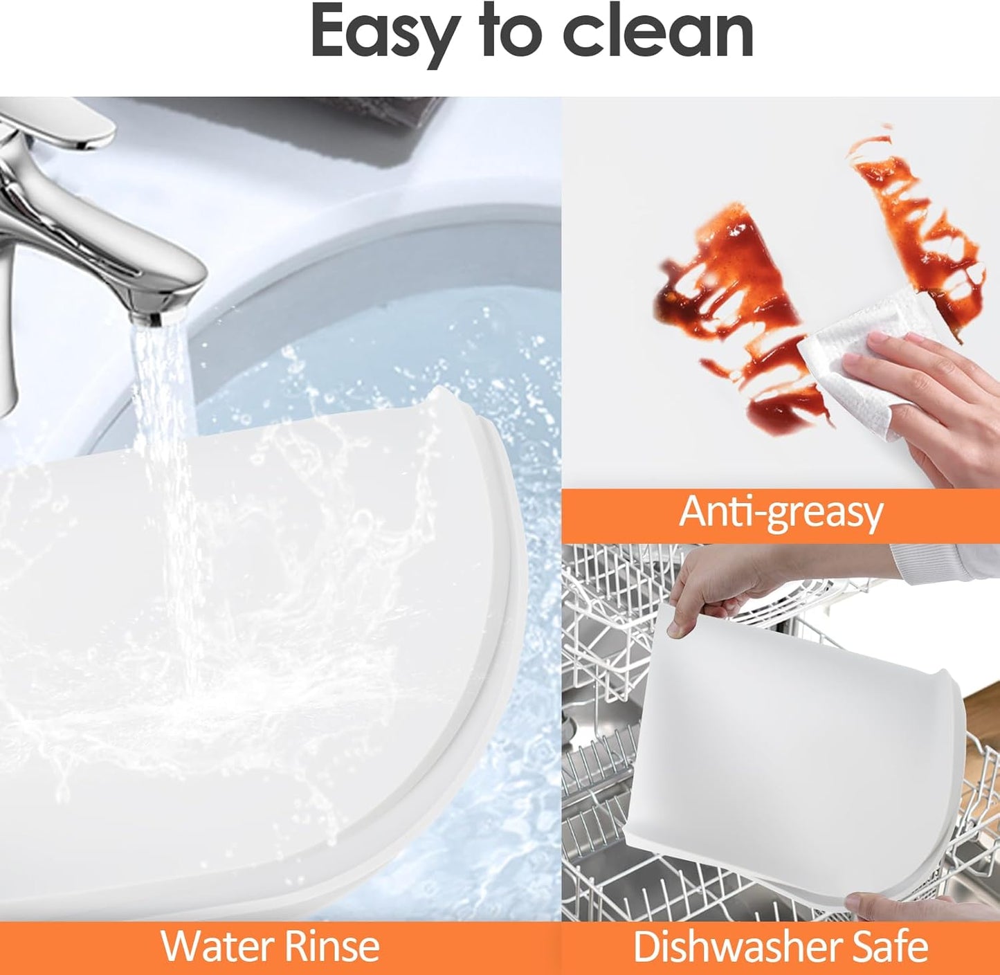 Silicone Coffee Maker Mat with Lip, 24'' x 16'' Heavy Duty Coffee Maker Mat for Countertops, Coffee Tray Fit Under Coffee Machine Appliance Automatic Machines Espresso Accessory, White