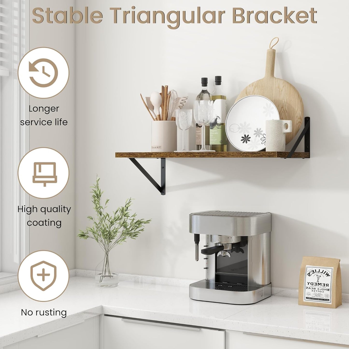 Dreamland Deep Floating Shelves for Wall, Brown Wood Wall Mounted Shelves, Large Floating Shelf 12 * 24 inchSet of 2 for Bookshelf Living Room Bedroom Home Office Bathroom