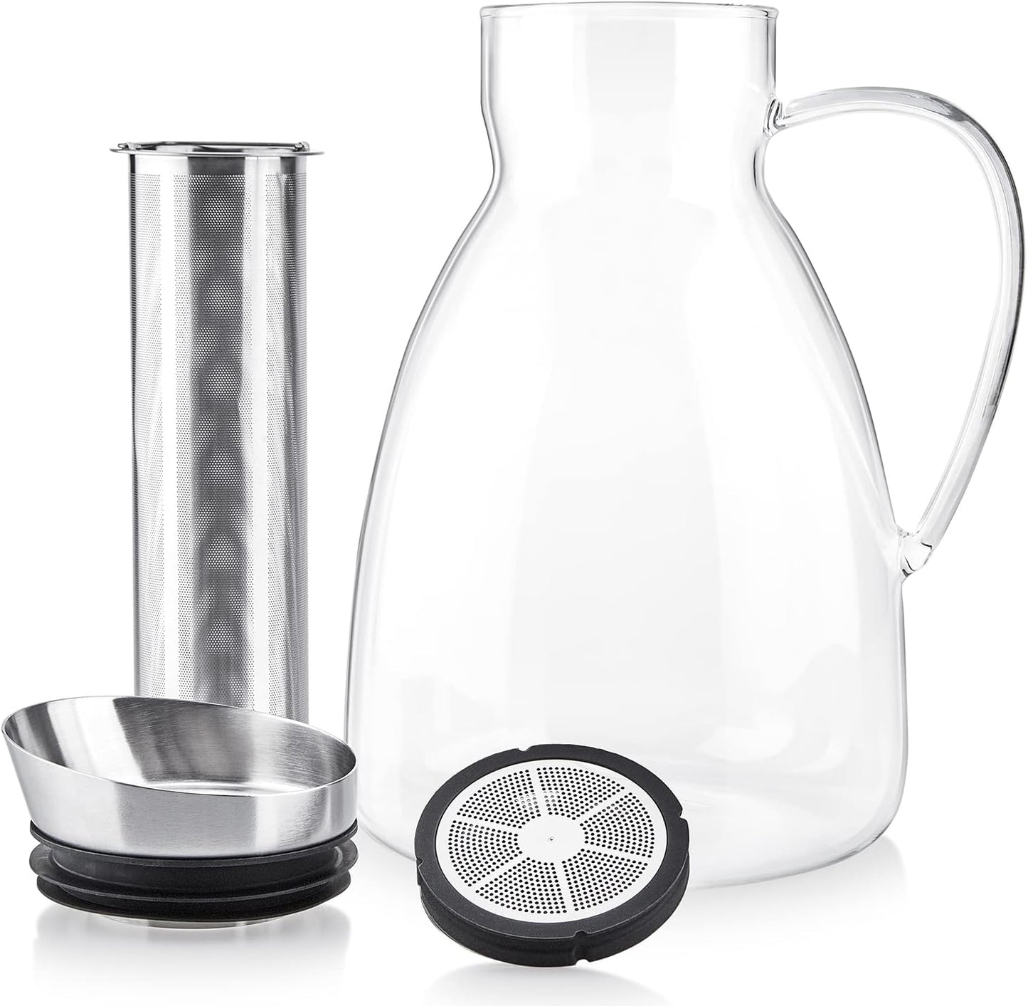 Teabloom Extra-Large Multi-Brew Borosilicate Glass Teapot + Kettle + Pitcher (85 OZ / 2.5 L / 10 CUPS) – Brew and Serve Hot Tea, Iced Tea, Cold Brew Tea and Fruit Infused Water – Solstice Tea Maker