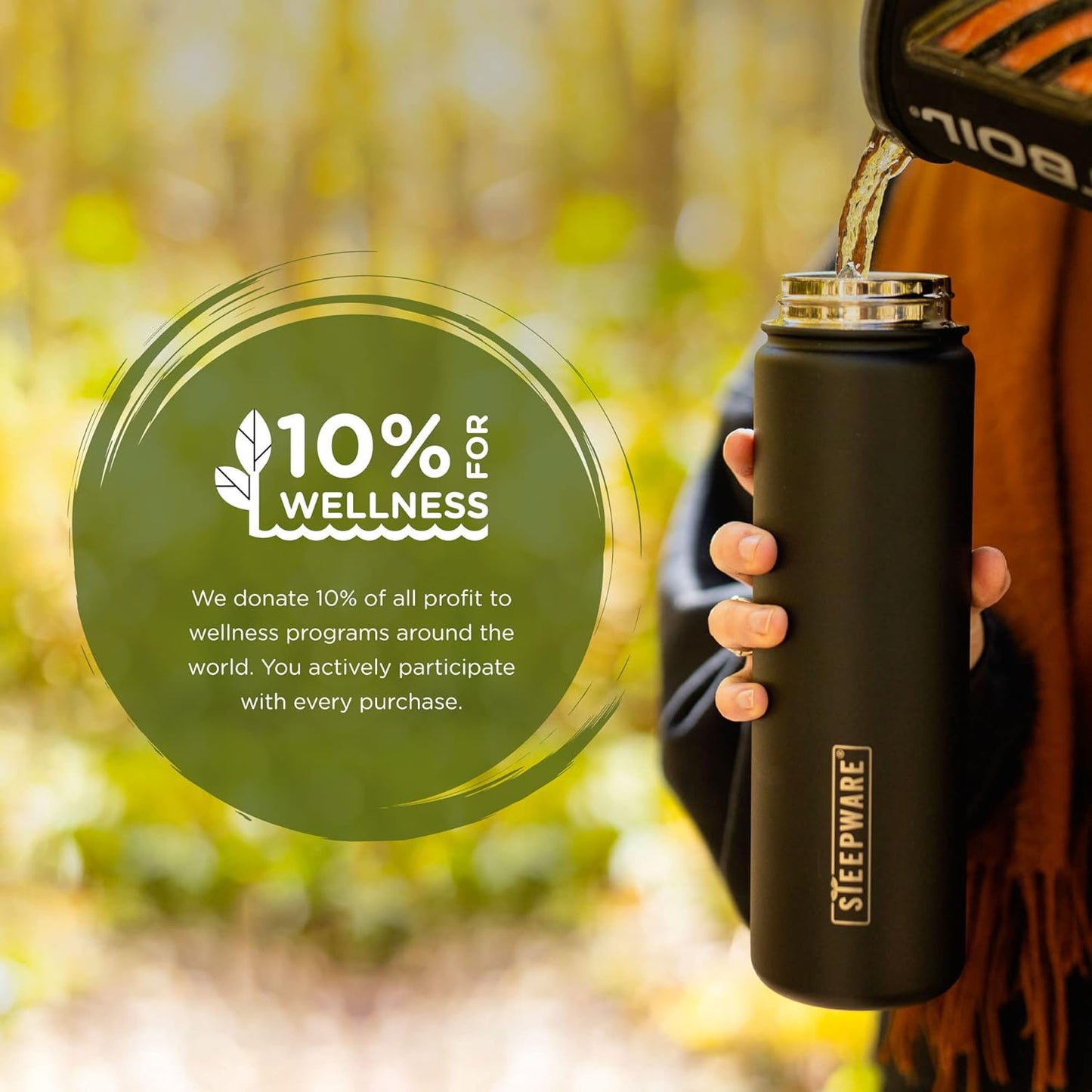 The Tea Spot Steepware Tea Tumbler and Thermos, 22oz, Tea Bottle with tea infuser for loose leaf tea or iced coffee, Sleek Double Wall Tumbler & Insulated Travel Bottle - Olive