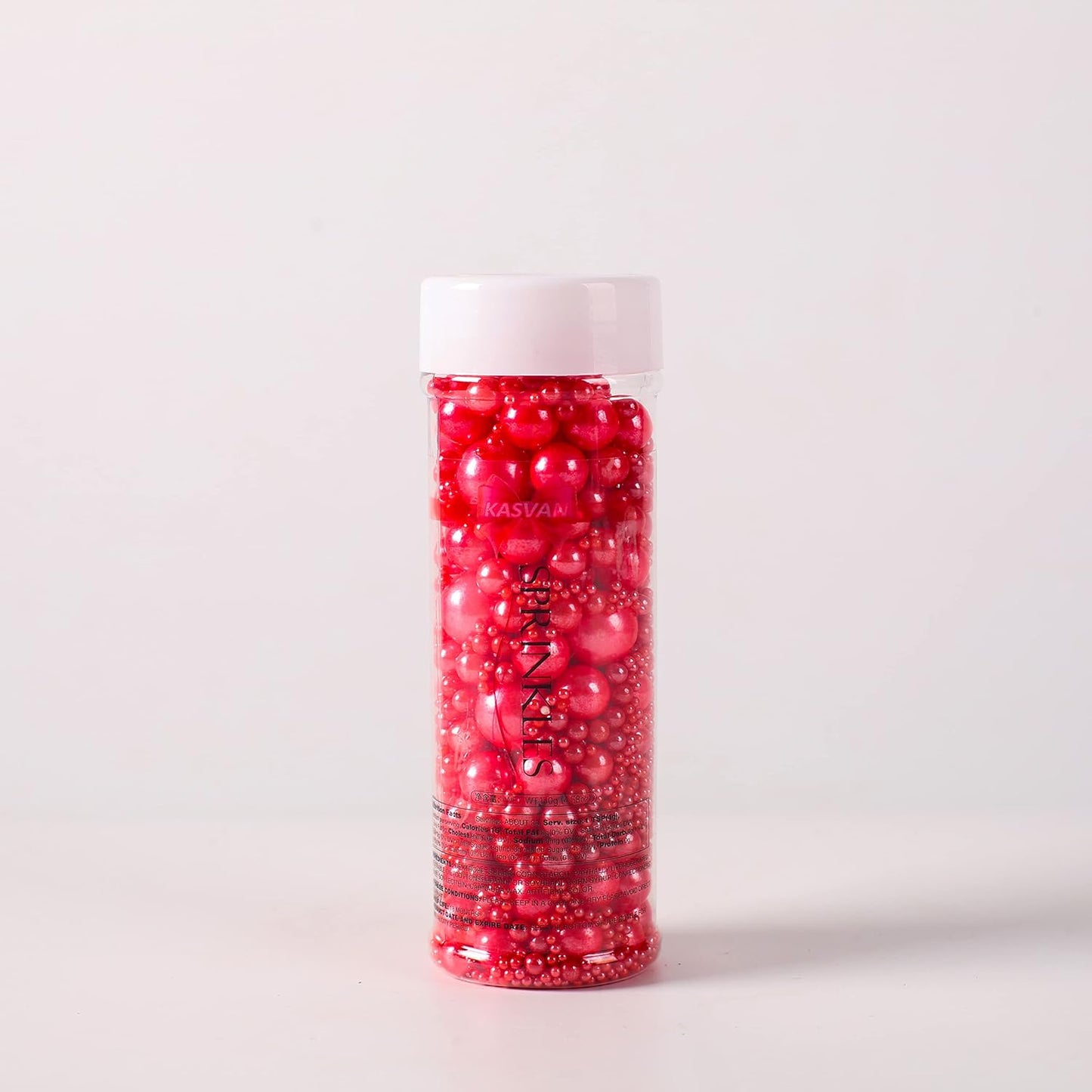Kasvan Red Pearl Sugar Sprinkles - Edible Candy Pearls 130g/4.58 Oz, Mix Size, Baking Cake Decorations, Ice Cream Toppings and Cookie Decorating, Wedding Party Chirstmas Supplies