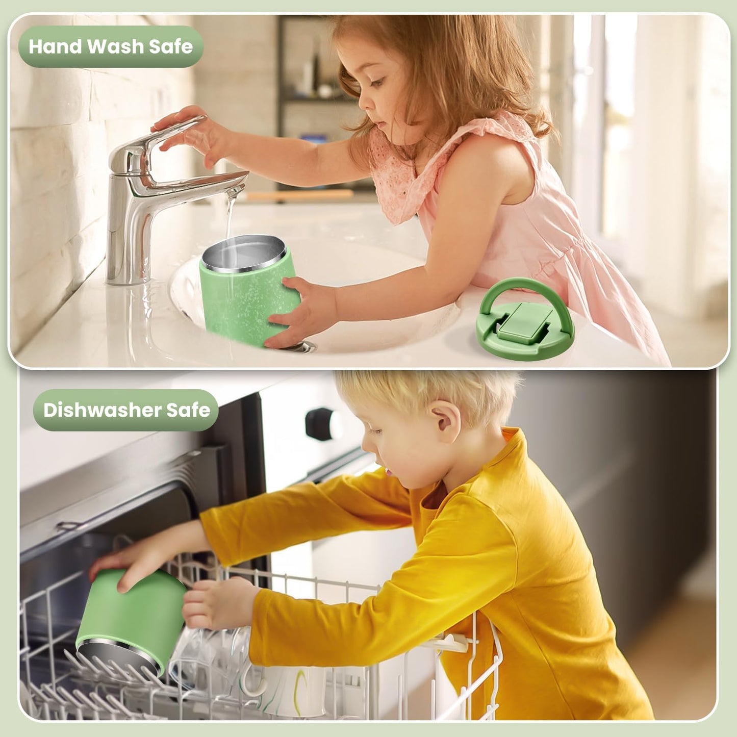 Soup Thermo for Hot Food 20oz Lunch Containers with Buckle Lid Wide Mouth Hot Food Jar Vacuum Insulated Stainless Steel Bento Box Leakproof with Spoon(Green)