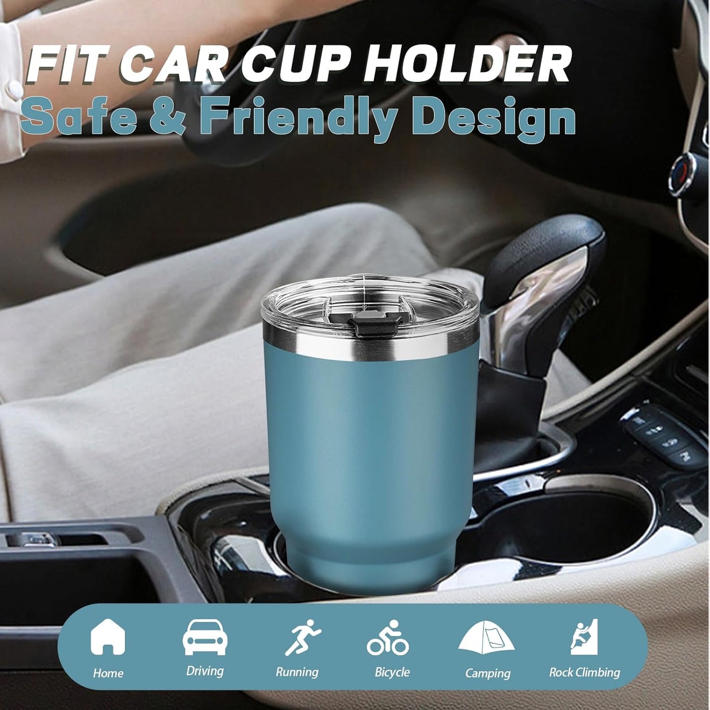 30 oz Tumbler with Lids and Straws, Stainless Steel Insulated Coffee Tumbler, Double Wall Vacuum Insulated Travel Mug Cup, Leakproof Thermal Coffee Cup for Hot and Cold Drinks (Azure Blue)