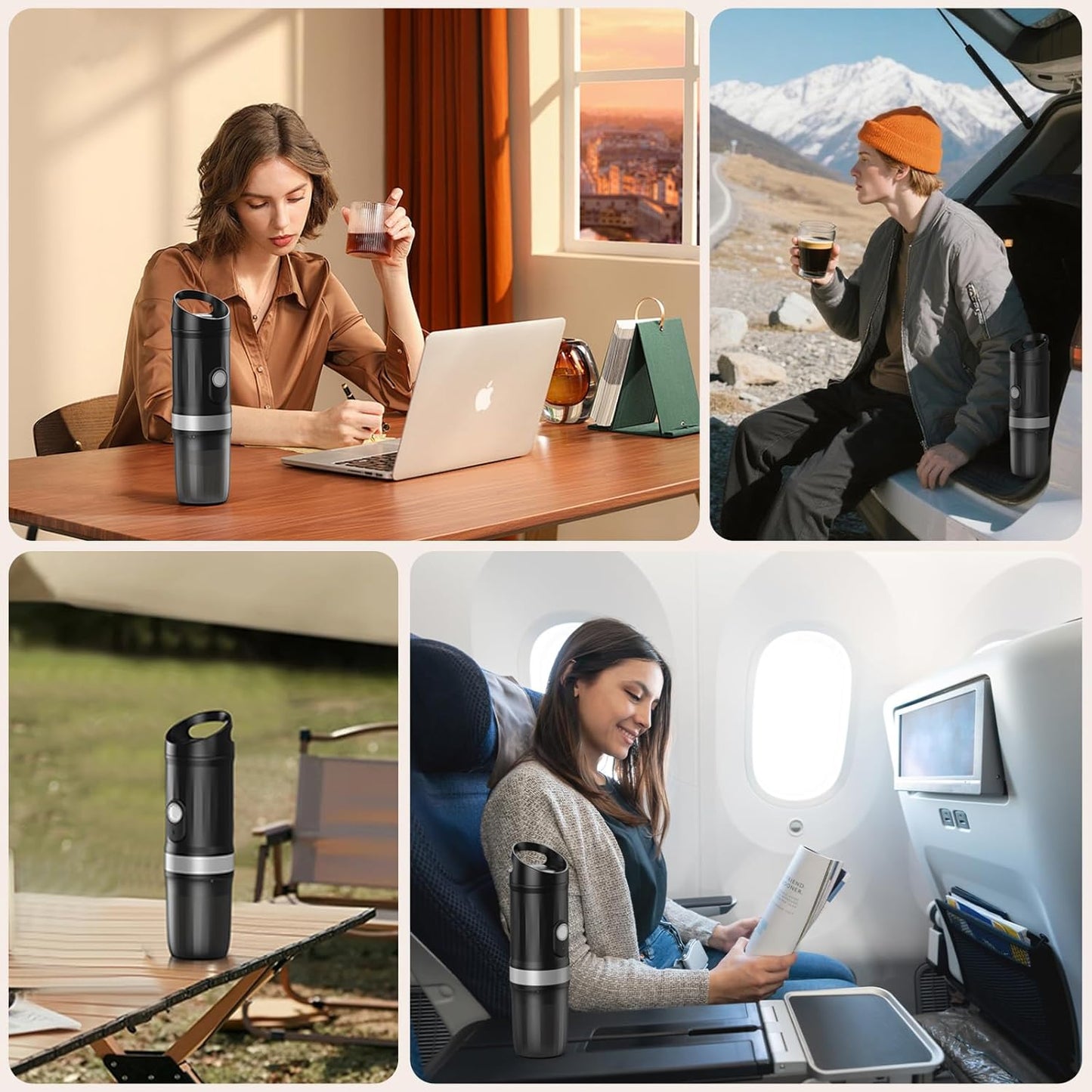 3-in-1 Portable Coffee Maker Fits For Ground Coffee & Capsule Pod(NS&DG),9600mAh&20Bar Mini Battery Espresso Machine For Camping | Office | RV | Travel,Small Self-Heating Electric Coffee Machine