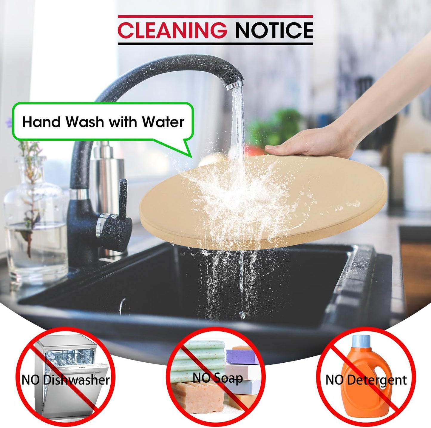 Unicook Round Pizza Stone 12 Inch, Cordierite Bread Baking Stone for Oven and Grill, Thermal Shock Resistant, Including Dough Scraper