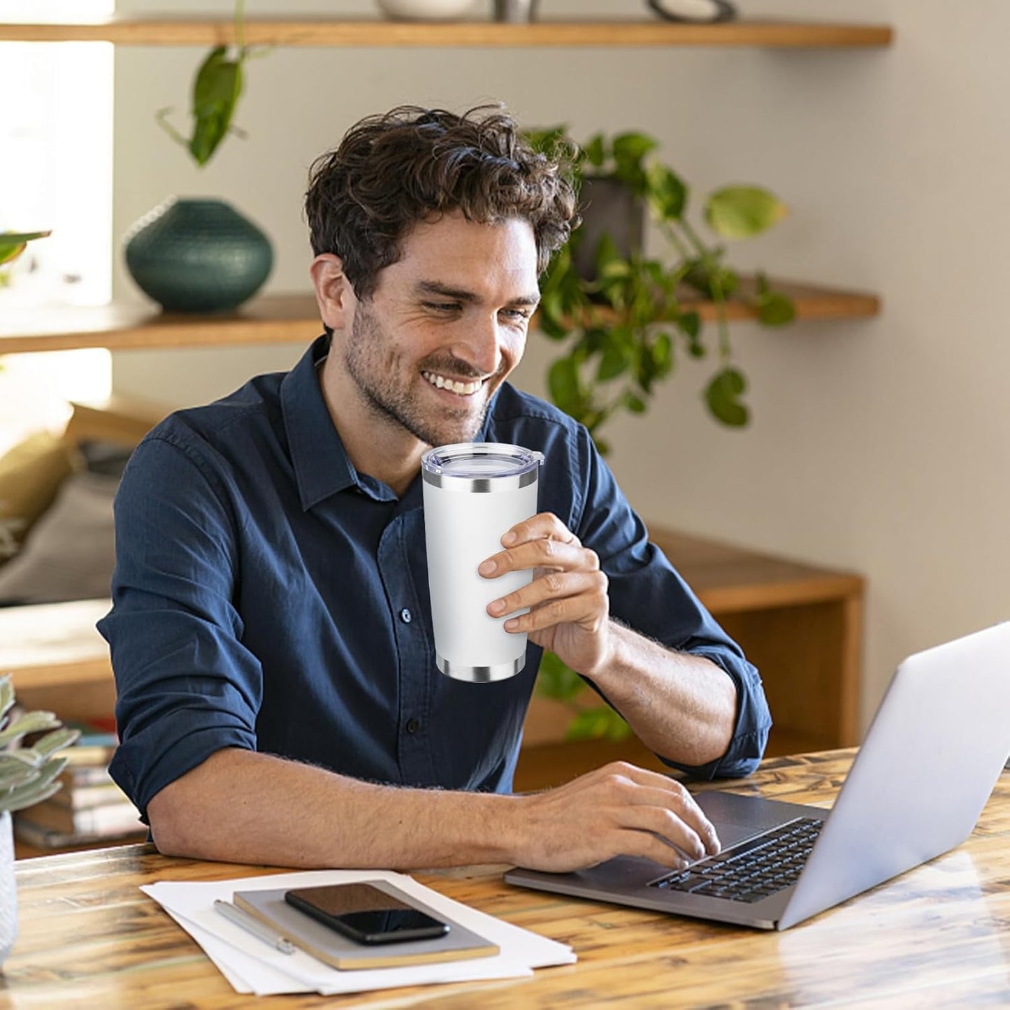 StarSpeed 20oz Tumbler Bulk with Lid, Stainless Steel Insulated Tumblers Double Wall Vacuum Insulated Travel Mug, Powder Coated Coffee Cups for Hot and Cold Drinks(White,8)