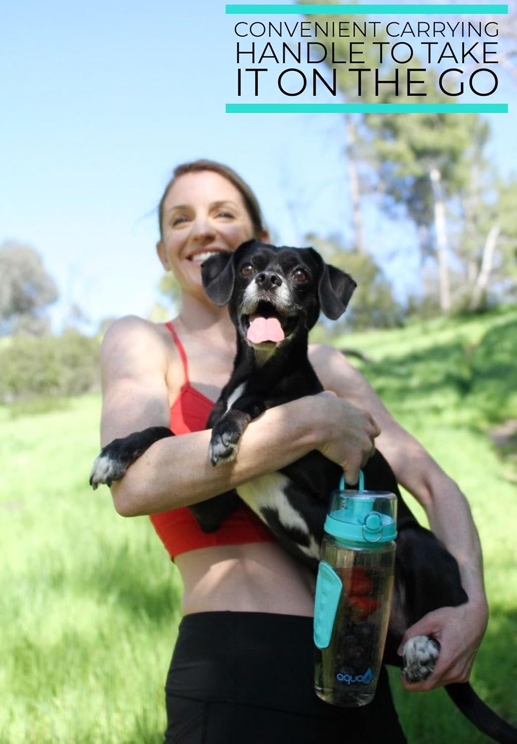 aquaFrut 32 OZ Fruit Infuser Water Bottle BPA-Free Fruit Infusion Sports Bottle - Flip Top Lid w Drinking Spout, Leak Proof, Made of Durable Tritan. Free Recipe eBook! (Teal)
