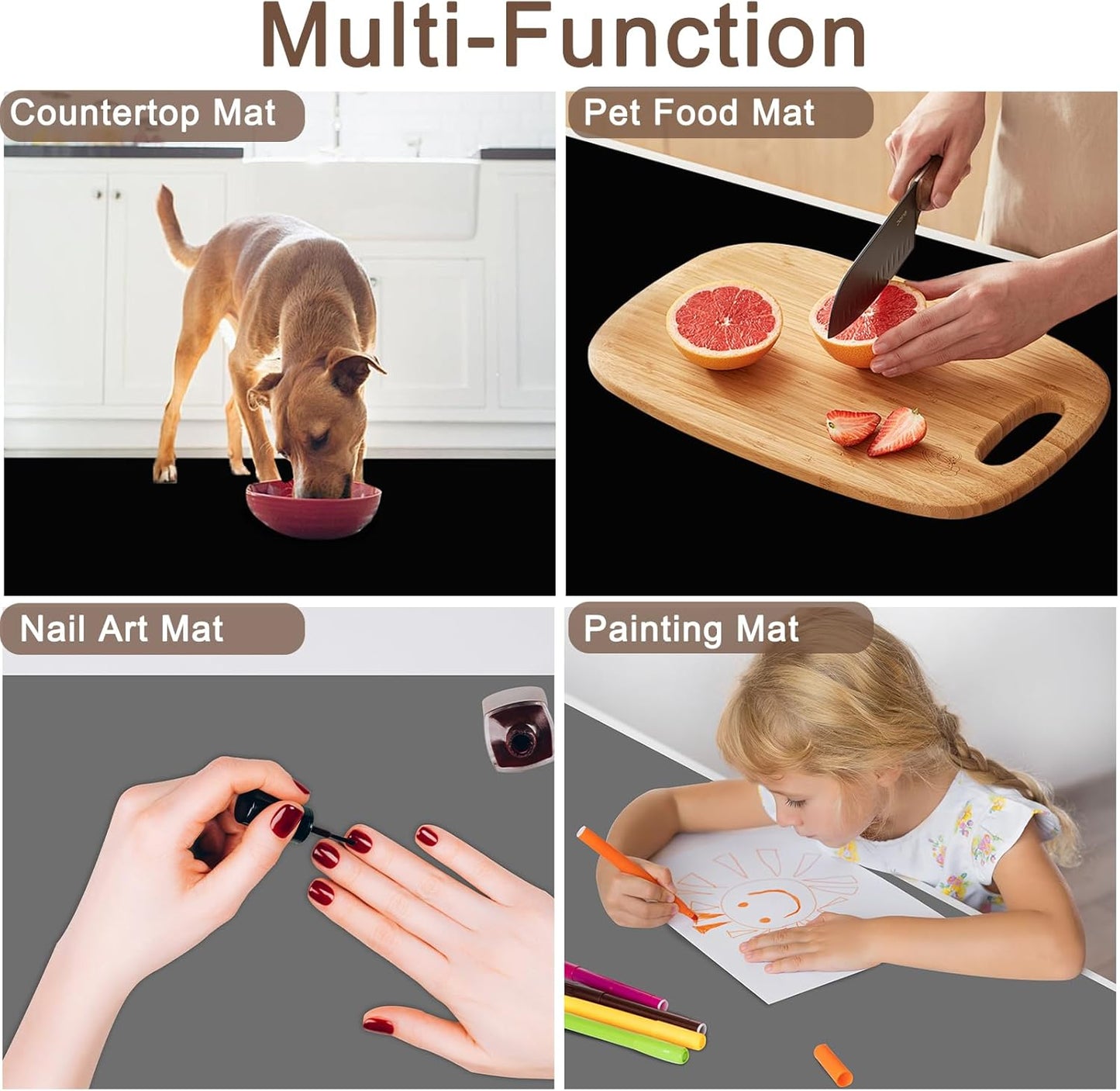 Silicone Mats for Kitchen Counter, 48"x32"(120cmx80cm) Large Heat Resistant Mat Kitchen Island Waterproof Countertop Protector Mat Nons-slip Extra Large Counter Mat, Black