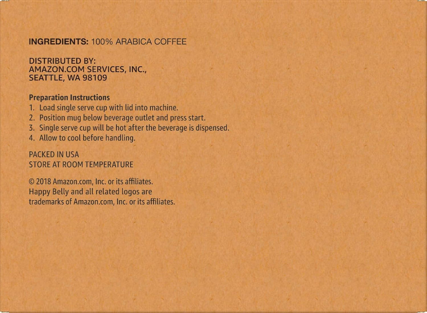 Happy Belly Light Roast Coffee, Single Serve Cups, 100 Count