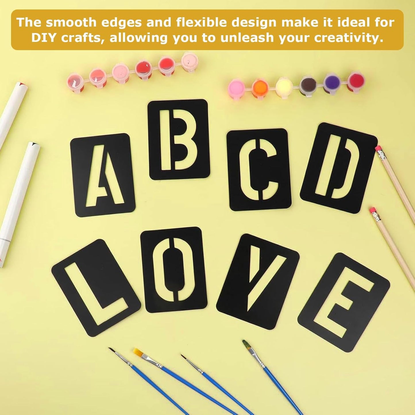 42 Pcs 3 Inch Letter Stencils,for Crafts Reusable,Letter Stencils 3 Inch,for Painting,for Painting On Wood, Wall, Fabric, Rock, Sign, DIY Art Projects