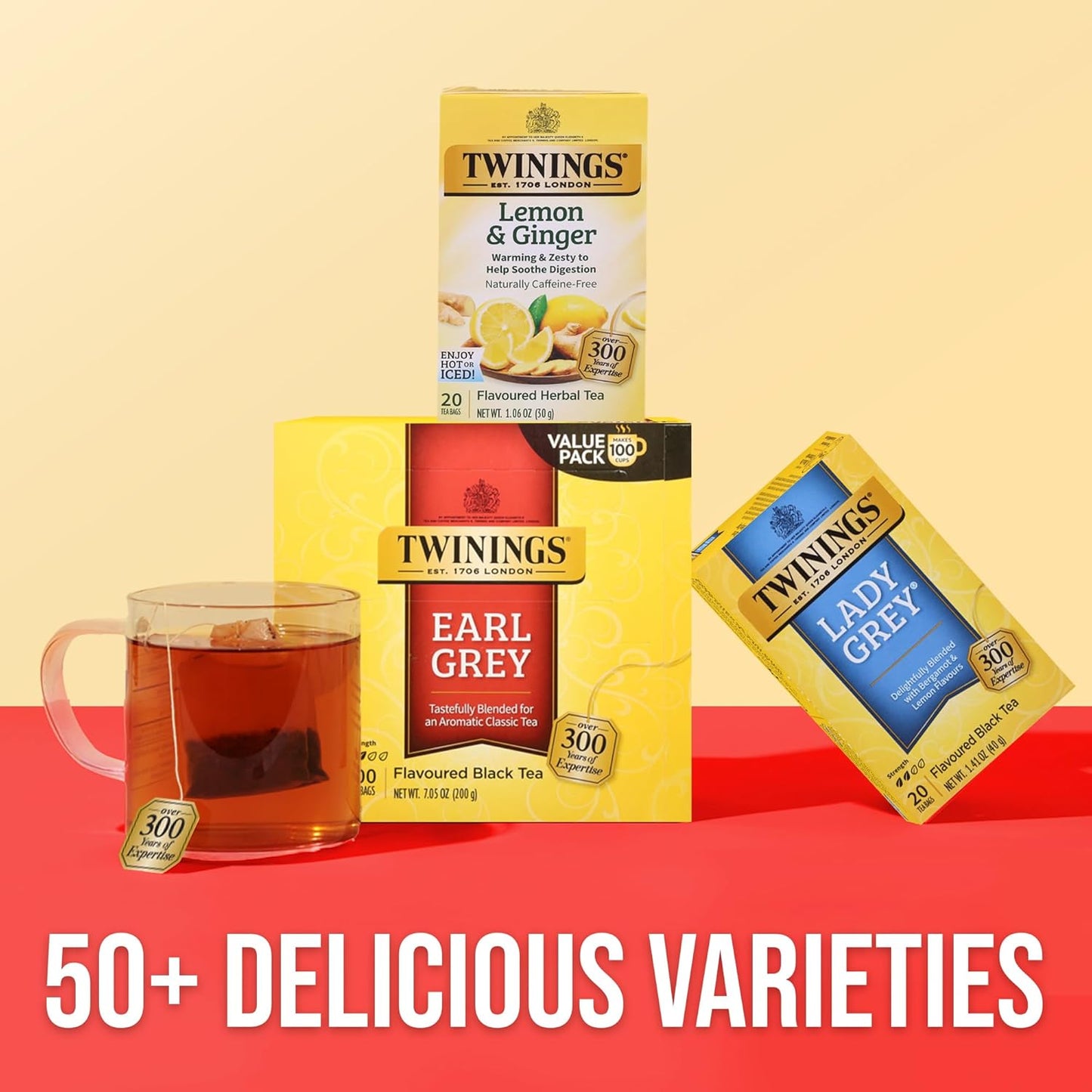 Twinings Earl Grey Black Tea Individually Wrapped Bags, 100 Count (Pack of 1), Flavoured with Citrus & Bergamot, Caffeinated, Enjoy Hot or Iced, 100 Teabags