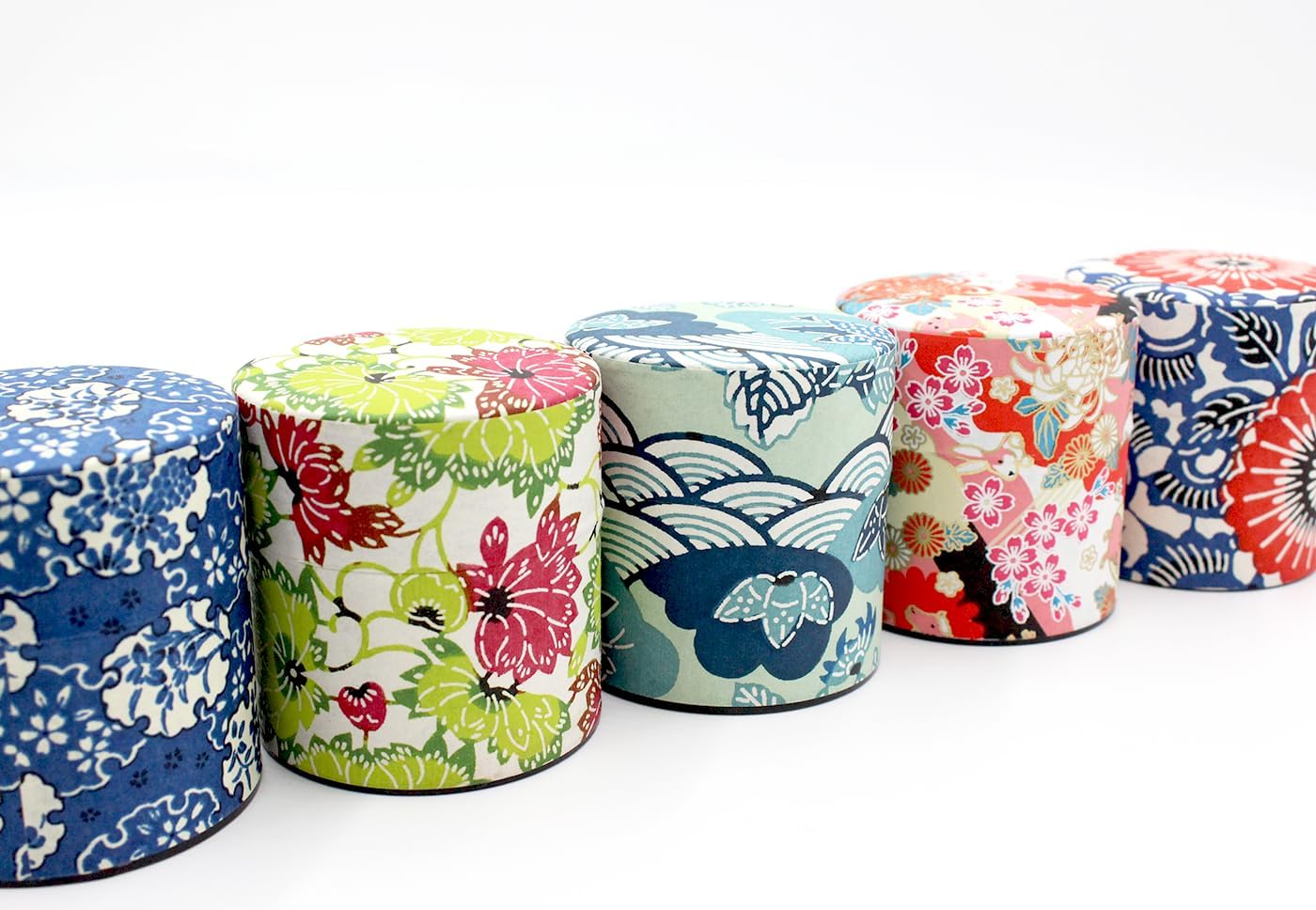 Japanese Pokkan Coffee Spice Tea Tin Canister Washi Paper Storage with Lid 7.05 oz Capacity (Natsuhana, S)