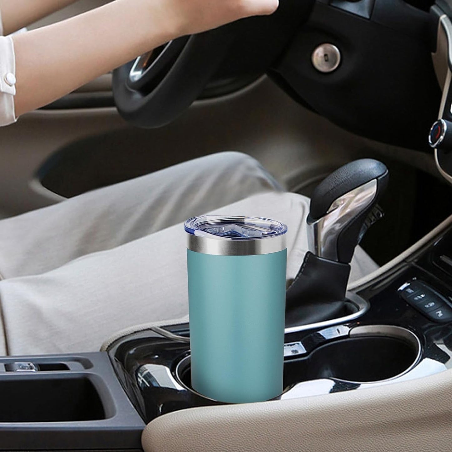 20 oz Skinny Tumbler with Lid and Straw,Stainless Steel Vacuum Insulated Tumbler Cup Double Wall Leak-proof Coffee Mug,Travel Thermal Water Tumbler for Home,Office,Outdoor (Glacier blue,1)