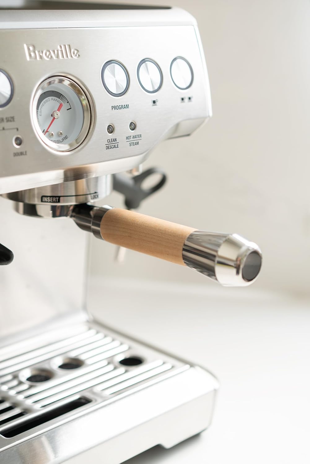 LILQ 54mm Naked Bottomless Portafilter Compatible with Breville Barista Express, Barista Pro, Bambino, and More – 18-20g basket included (Maple Fusion, 54mm Breville)