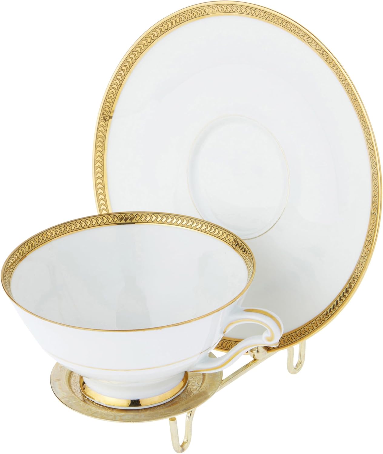 Bard's Ornate Shiny Gold-toned Cup and Saucer Stand, 3" H x 2.75" W x 4" D, Pack of 2