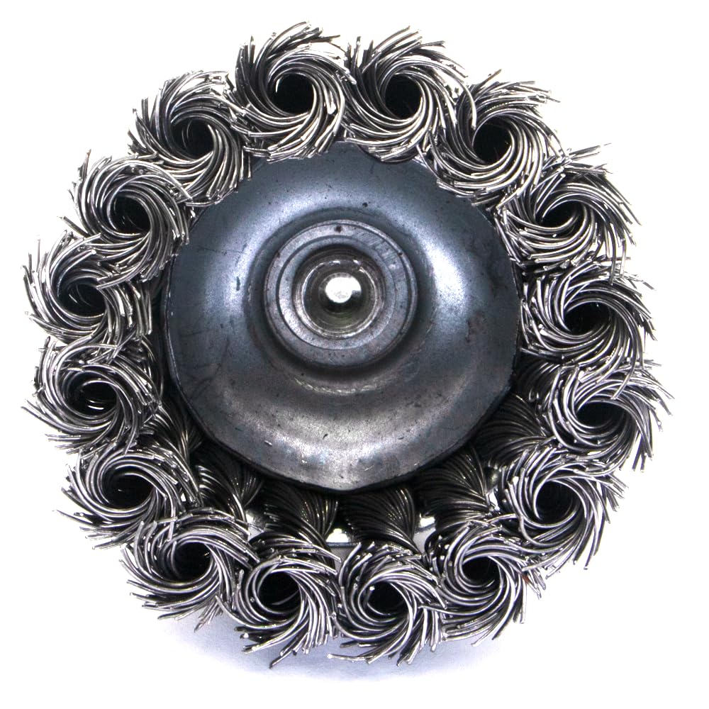 6-Piece Twisted Wire Brush Wheel Set - Metal Rust Removal, Polishing, Cleaning - 1/4″ (6mm) Shank - Removes Burrs, Dust, and Paint - Handles Rough Surfaces - Rotary Tool Accessories