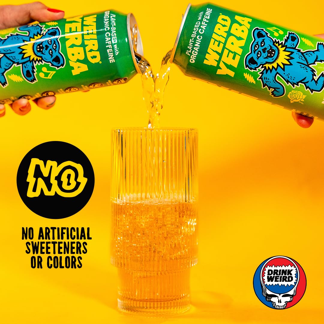 Drink Weird Organic Mystical Mint Yerba Mate β 16oz Cans, 160mg Organic Caffeine, Pack of 12 β Grateful Dead Collab, Clean Energy Drink Alternative