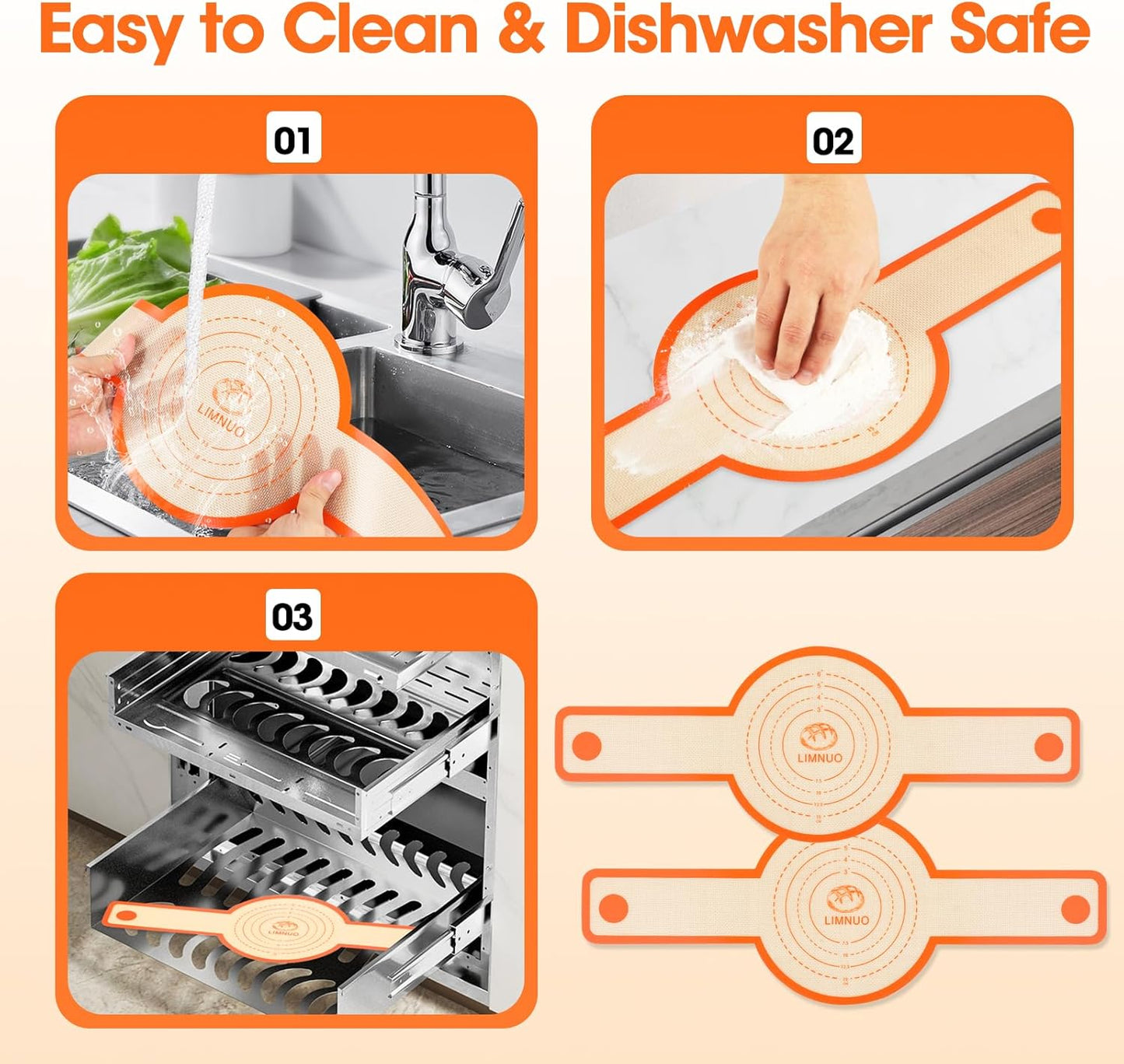 Silicone Bread Sling Dutch Oven,2 PCS Silicone Baking Mat Set,Non-Stick & Easy Clean Reusable Bread Mat With Extra Long Handles, Bread Baking Mat for Sourdough Transfer