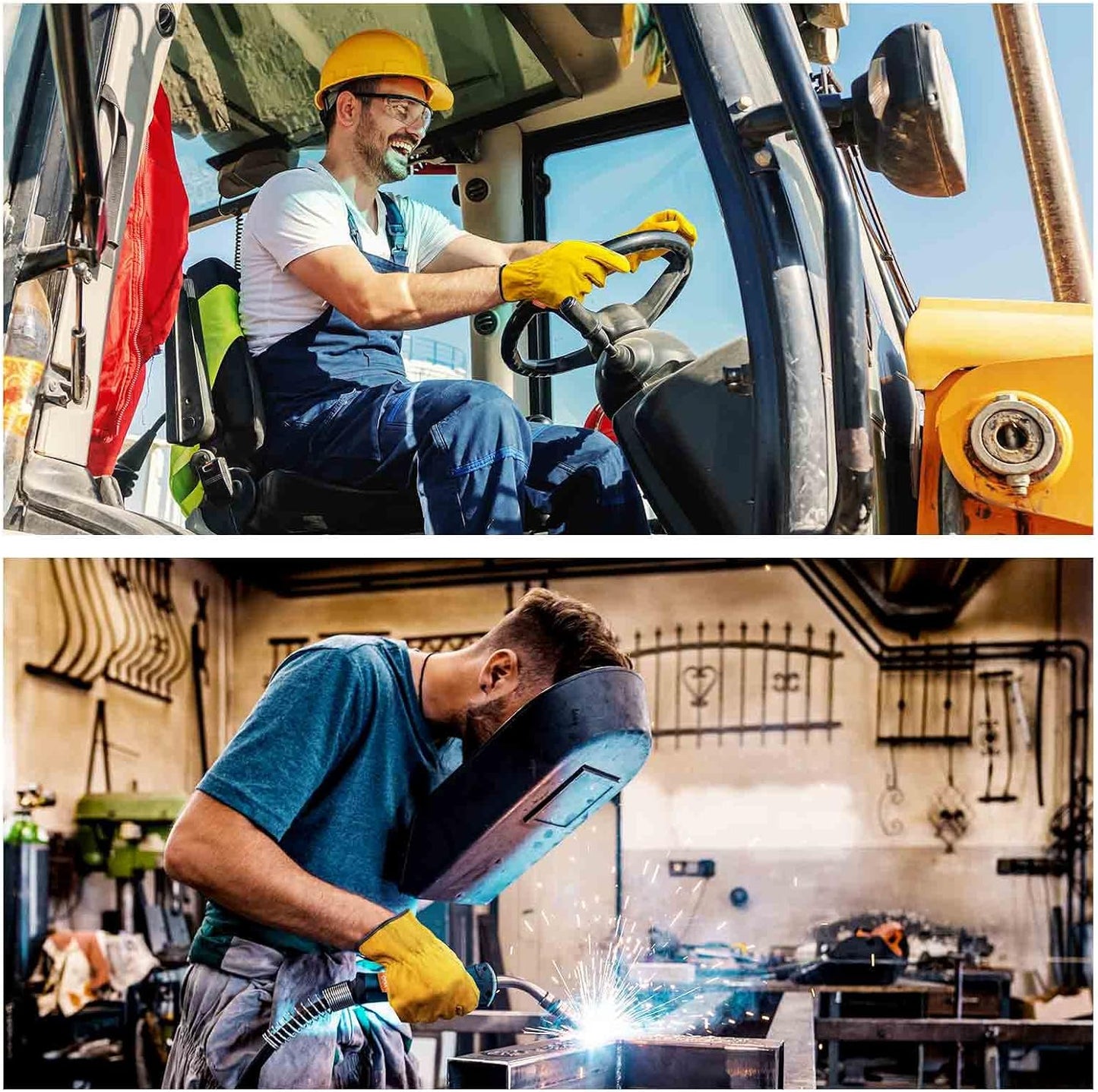 Vgo... 1-Pairs Unlined Cowhide Split Leather Work and Driver Gloves, for Heavy Duty, Truck Driving, Warehouse, Gardening, Farm (Size XL, Gold, CB9501)