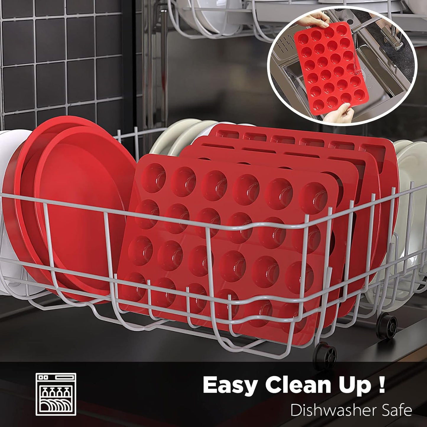 SILIVO 2-inch Deep Mini Muffin Pans Nonstick 24 Cup (2 Pack) - Mini Cupcake Pans - Silicone Muffin Tins for Muffins, Cupcakes and Egg Bites