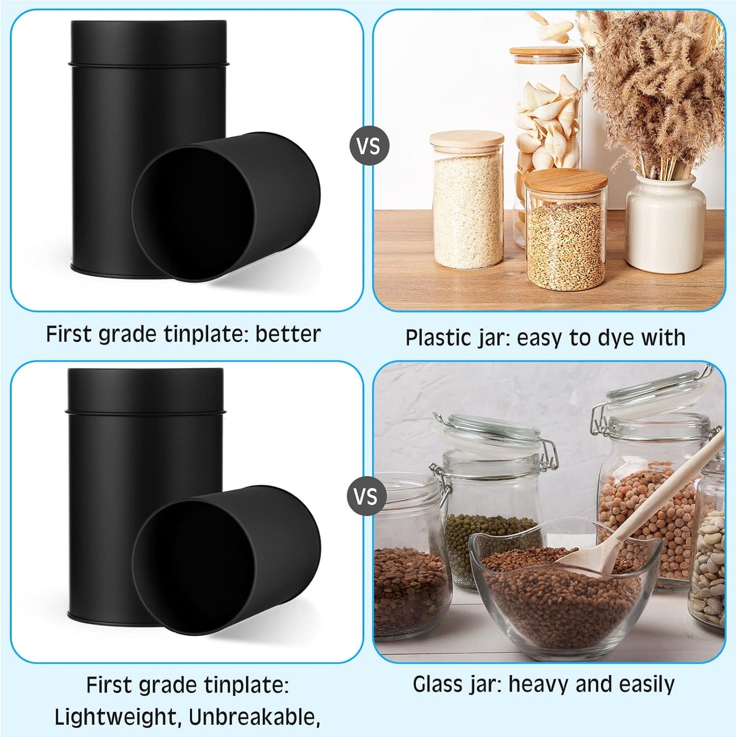 Zopeal 10 Pack Metal Tea Tin Canister with Airtight Double Lids 16 oz Round Tin Can with Lid Double Sealed Small Kitchen Container for Loose Tea Storage Coffee Sugar Candy Herbs and Spices