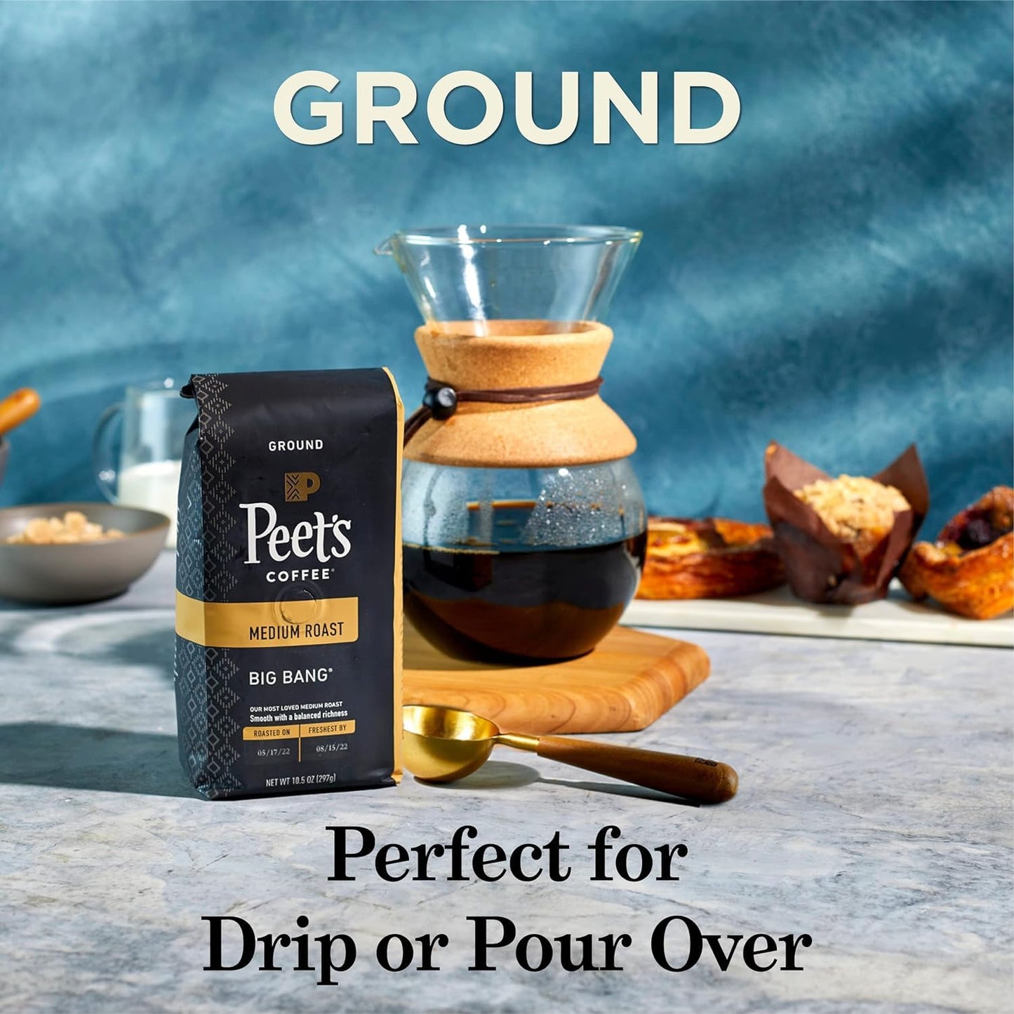 Peet's Coffee, Dark Roast Ground Coffee - Major Dickason's Blend 63 Ounces (6 Bags of 10.5 Ounces)