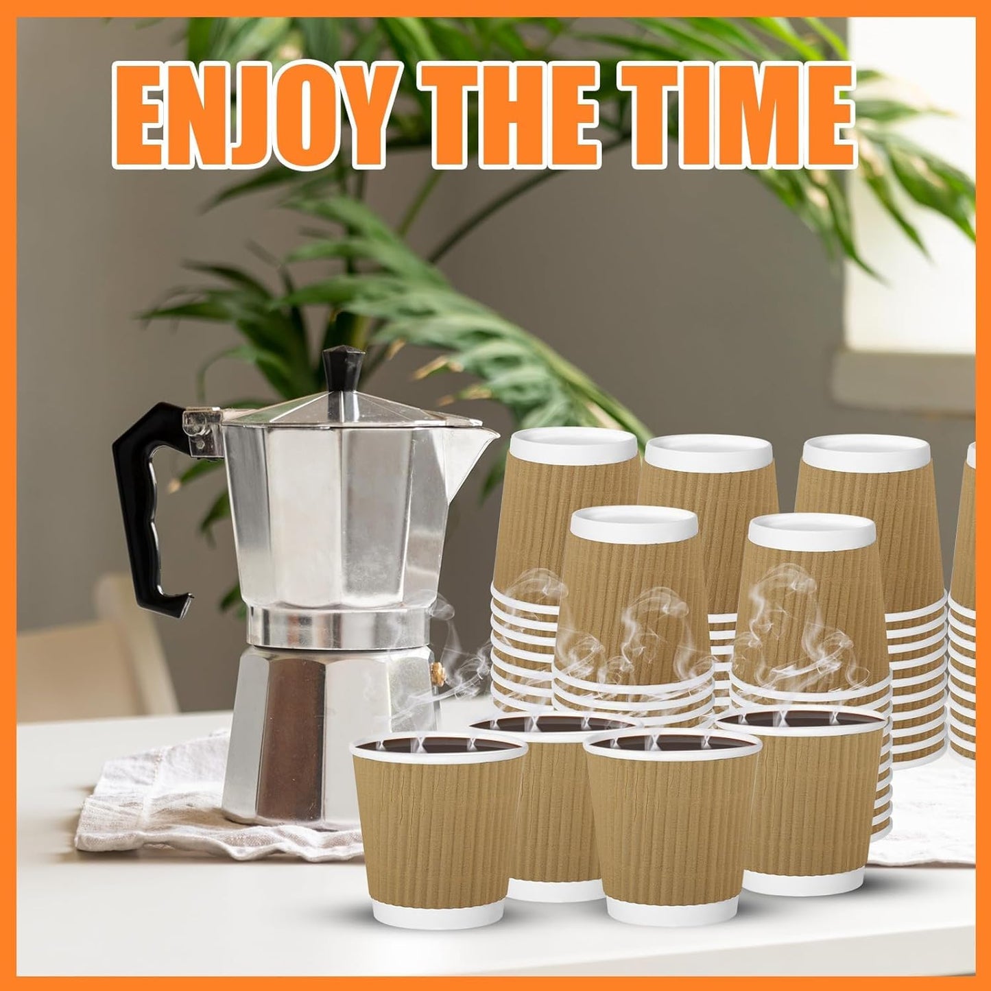 120 Pack Paper Espresso Coffee Cups, 4 oz Disposable Coffee Cups,Corrugated Insulated Ripple Wall, Paper Ripple Cup for Coffee, Hot Chocolate and Hot Tea Drinks -Champagne