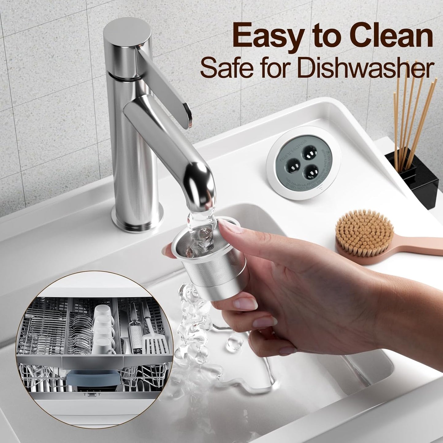 RETHONE Reusable K Cup Reusable Coffee Pods Compatible with Ninja Coffee Maker, Stainless Steel Reusable Coffee Filters for Ninja CFP201 CFP300 CFP301 CFP305 CFP307 CFP400 Dual Brew Pro (1 Pack)