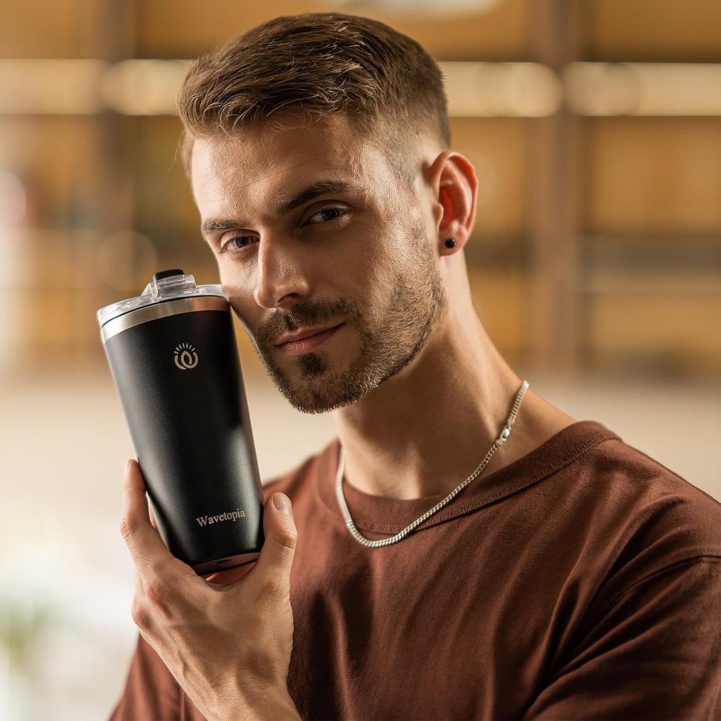 Insulated Coffee Mug with Lid, Reusable Stainless Steel Travel Coffee Cup, 16 Oz Double Wall Vacuum Spill Proof Tumbler Cups for Men and Women Hot & Cold Drinks(Forest)