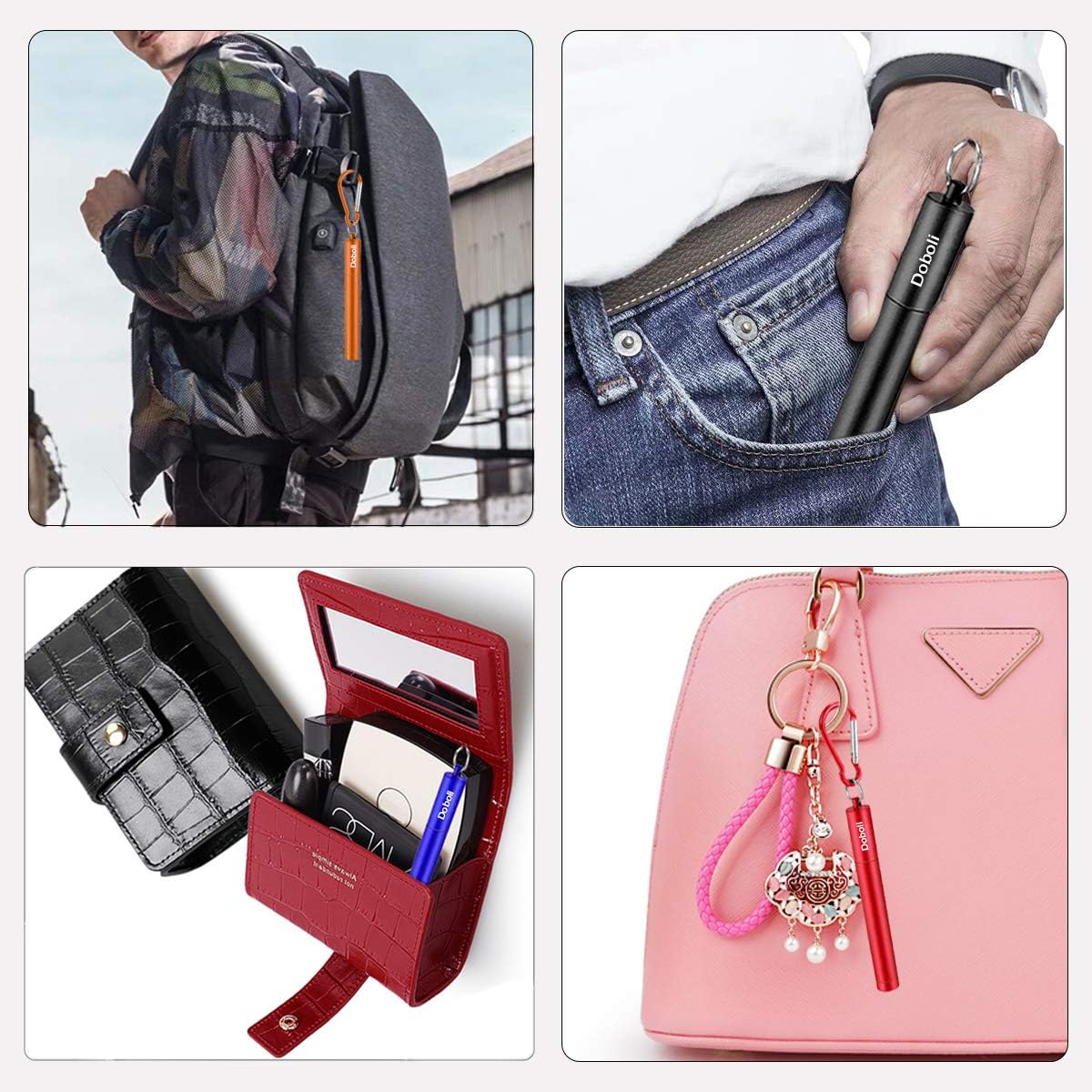 2 Pack Reusable Metal Straws Collapsible Stainless Steel Drinking Straw Travel Portable Telescopic Straw with Case,2 Cleaning Brushes Included Red/Blue