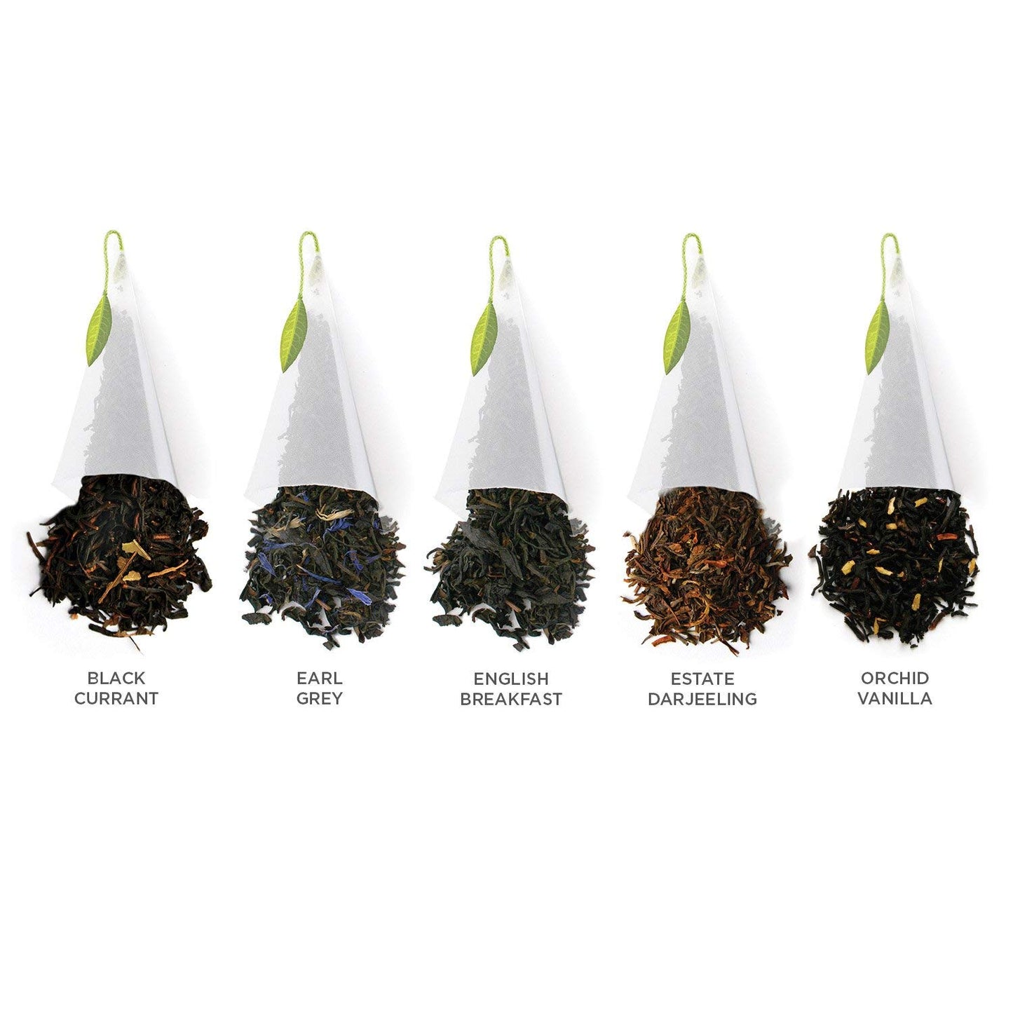 Tea Forte Assorted Black Tea Petite Presentation Box Tea Gift Set Sampler, 10 Count, 2 of Each Variety Individually Wrapped Handcrafted Pyramid Infuser Bags