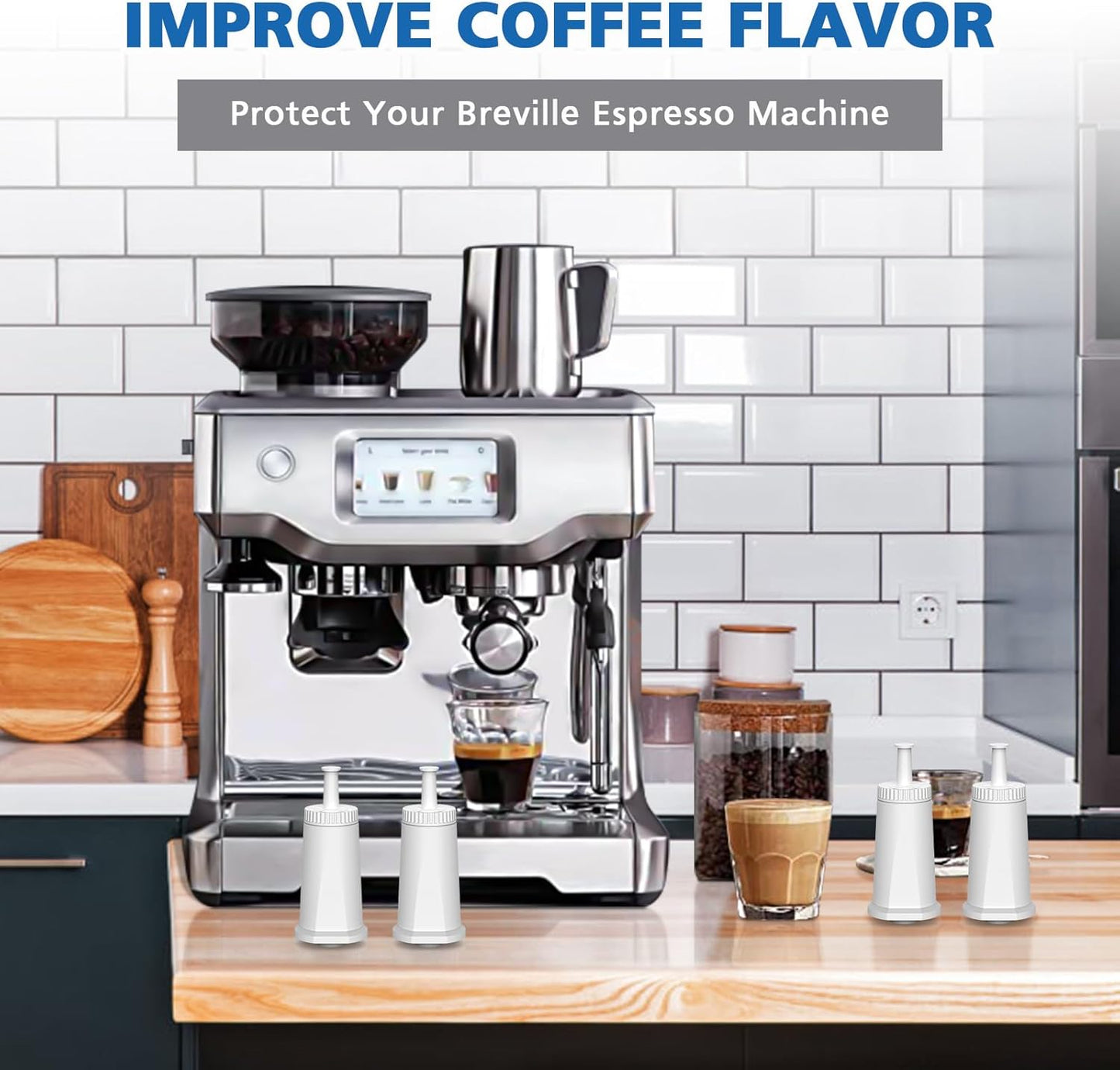 Replacement Water Filter for Breville Barista Touch Espresso Machine BES880, Barista Pro BES878, Oracle Touch BES990, Oracle BES980 & Dual Boiler BES920 Bambino ClaroSwiss Sage, 2 Pack, BES008WHT0NUC1