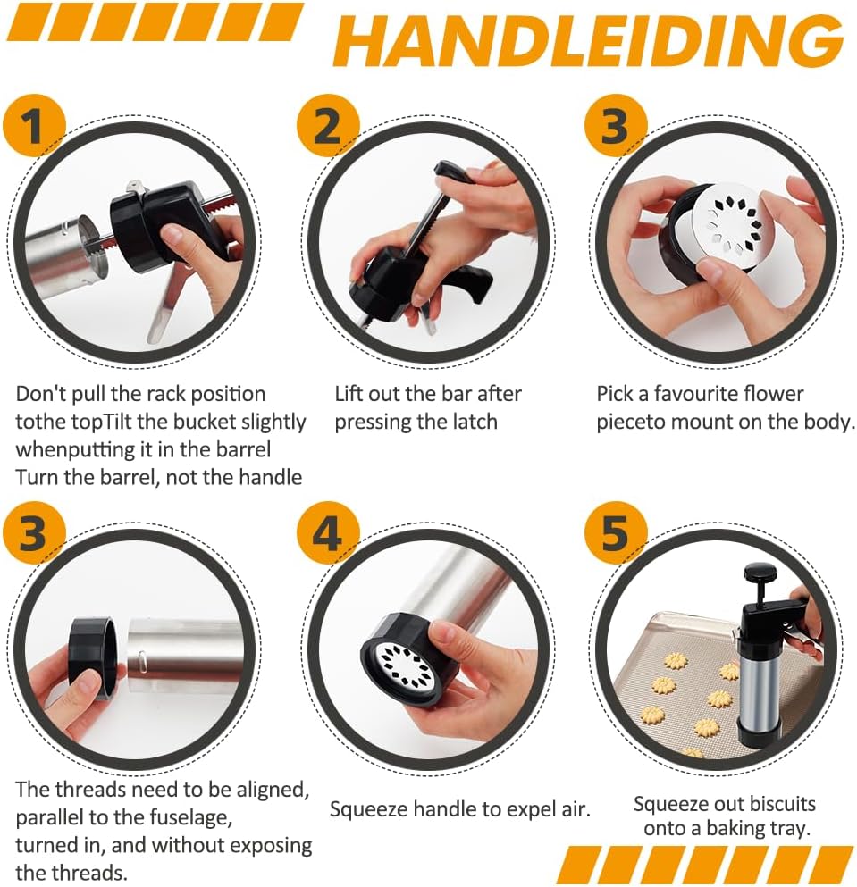 Stainless Steel Cookies Press, Cookies Press for Baking,Cookie Press Gun Kit with 13 Cookie Discs and 8 Piping Tips for DIY cake Maker Decorating Baking Supplies