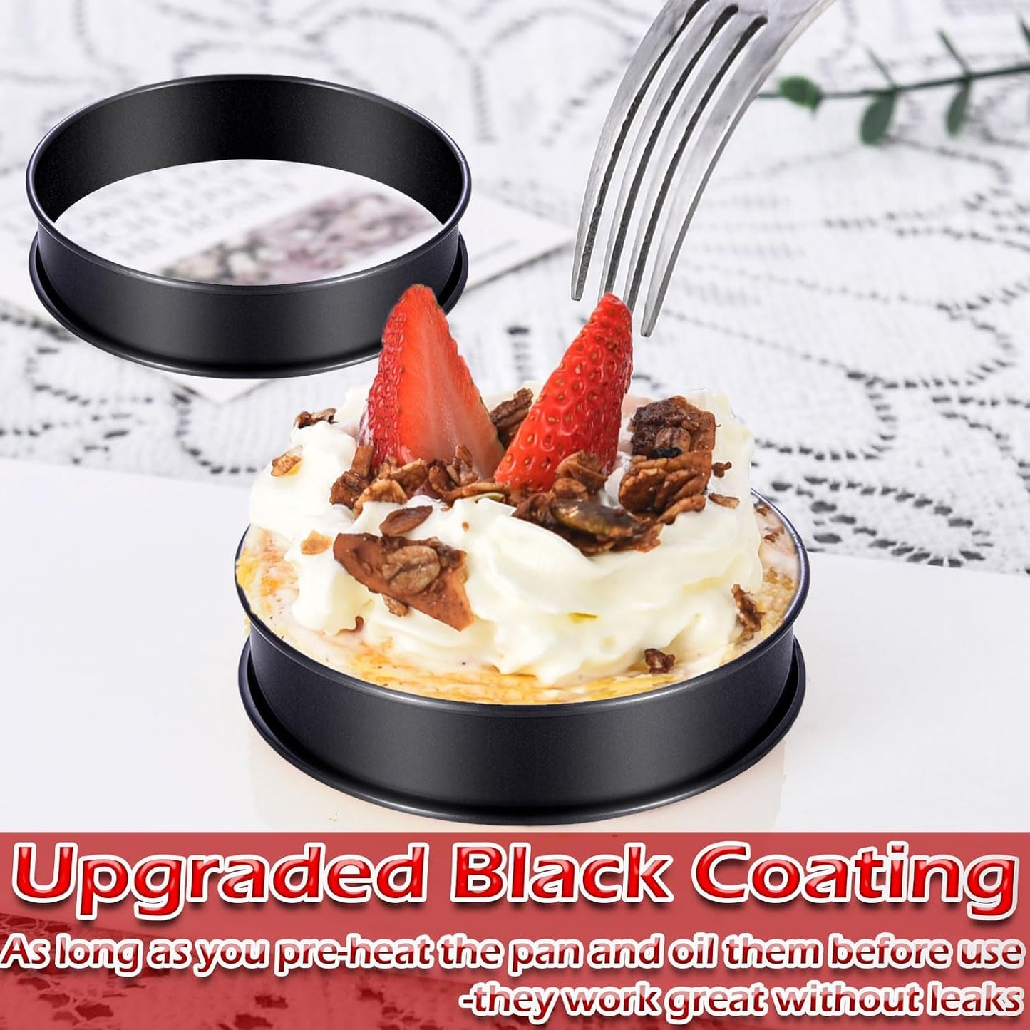 DATANYA 8Pack Crumpet Rings NONSTICK English Muffin Ring 4 Inch - Stainless Steel Double Rolled Tart Rings Upgraded Round Metal Cooking Pastry Ring Molds for baking