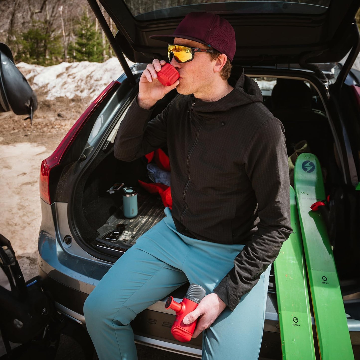 WACACO Nanopresso Portable Espresso Maker, Upgrade Version of Minipresso, 18 Bar Pressure, Mini Travel Coffee Machine, Manually Operated, Perfect for Camping and Hiking, Red