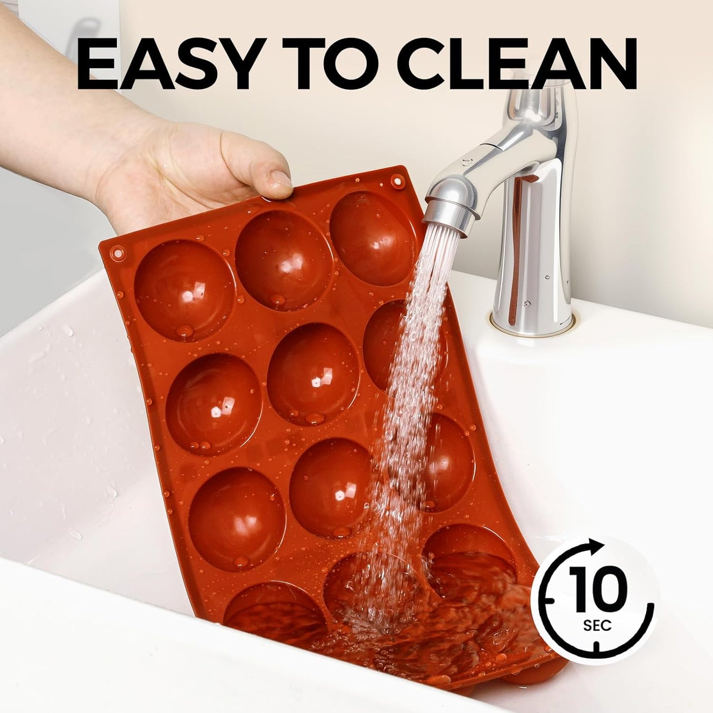 Semi Sphere Silicone Molds, 15 Cavities Half Sphere Hot Chocolate Bombs Mold for Making Jelly, Chocolates and Cake, Pack of 2