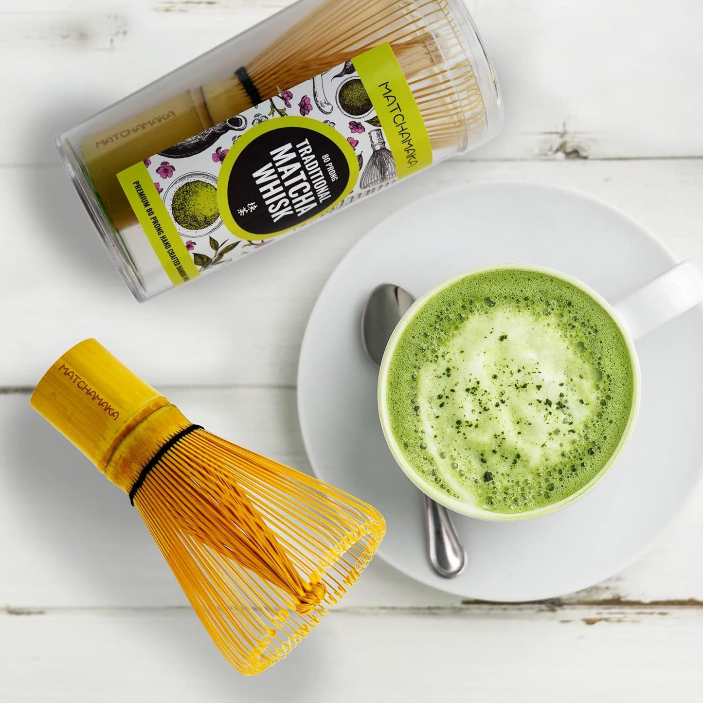 Whisk - Natural Bamboo - MATCHAMAKA 80 Prong Chasen - Traditional Japanese Bamboo Matcha Whisk - Matcha Ceremonial Powder whisk- The Perfect Matcha Green Tea Ceremony Whisk