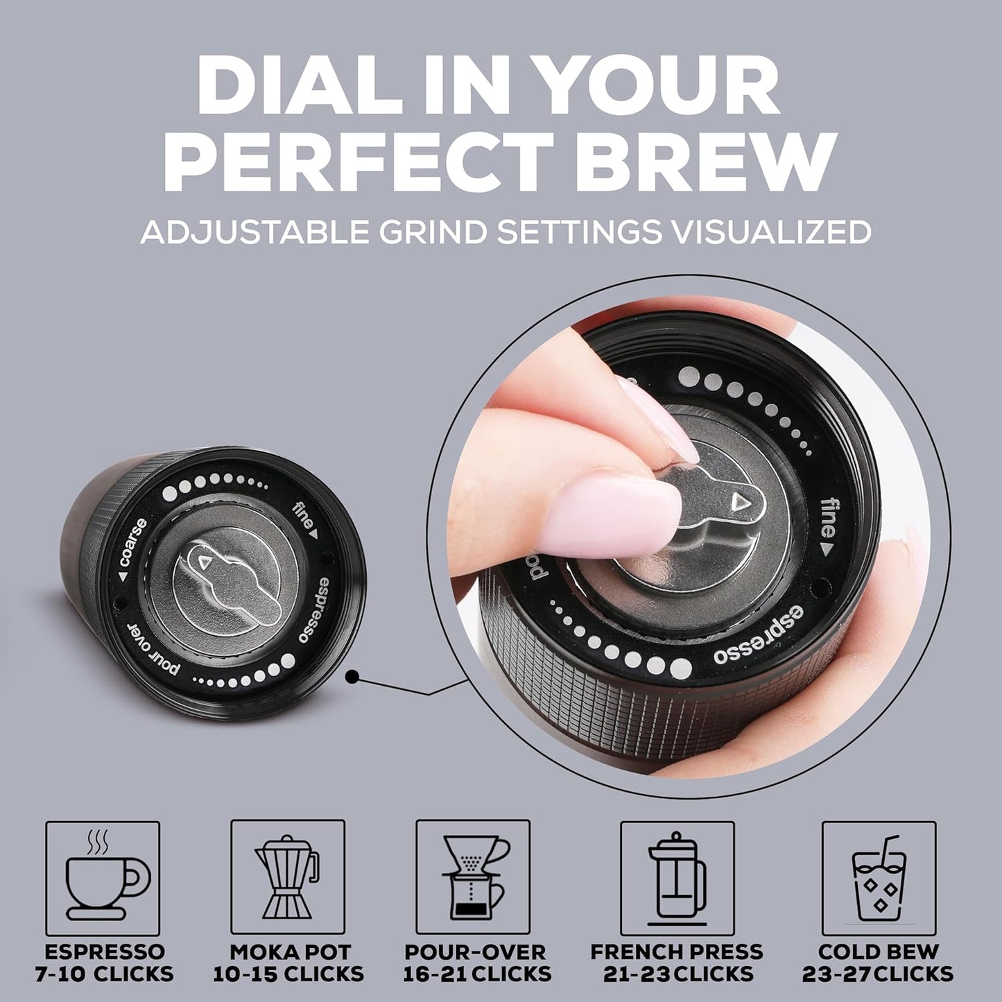 Manual Coffee Grinder With Stainless Steel Burr – Hand Coffee Grinder for Espresso Pour Over and French Press – Travel-Ready Design With Carry Case Brush and Blower