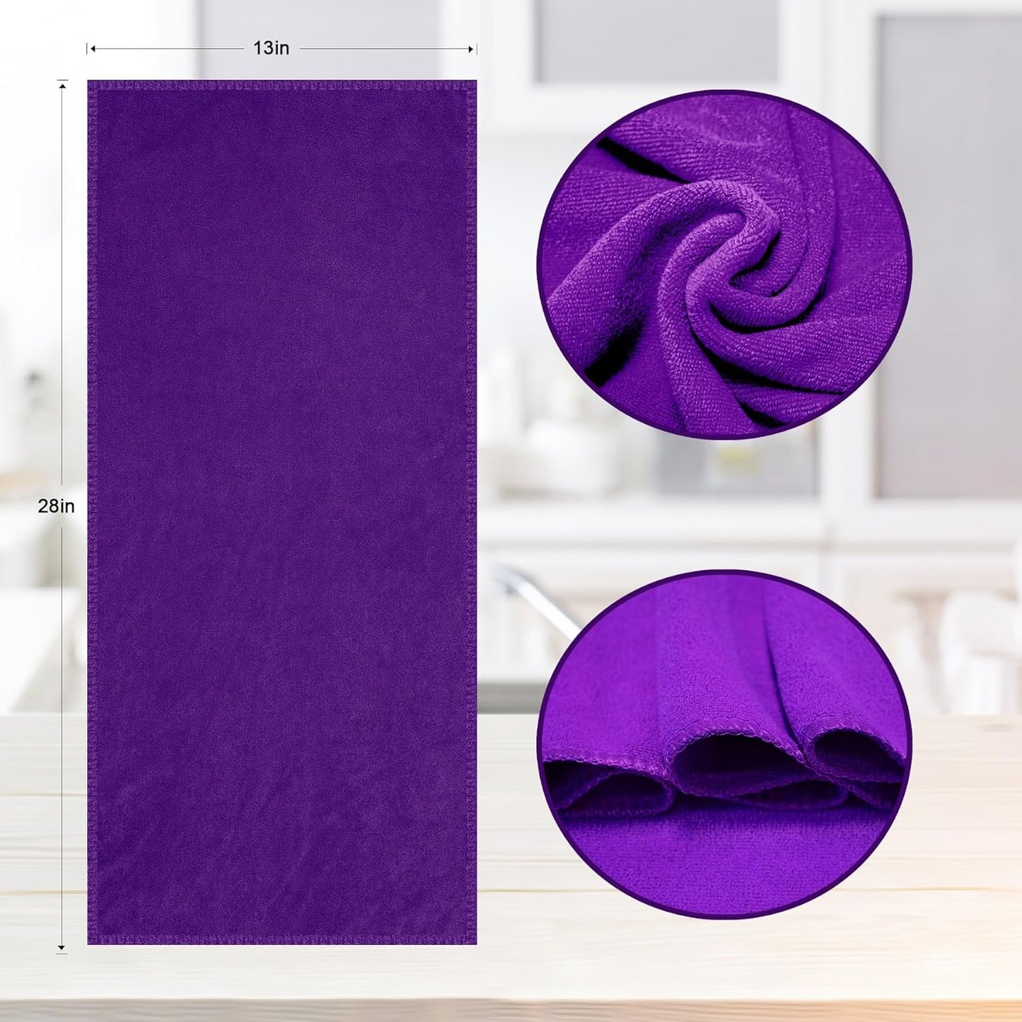 kimteny 13x28 Inches Kitchen Cloth Dish Towels, 400 GSM Premium Dishcloths, Super Absorbent Coral Velvet Microfiber Cleaning Cloths, Fast Drying Rags for Washing Dishes (8 Pack, Purple)
