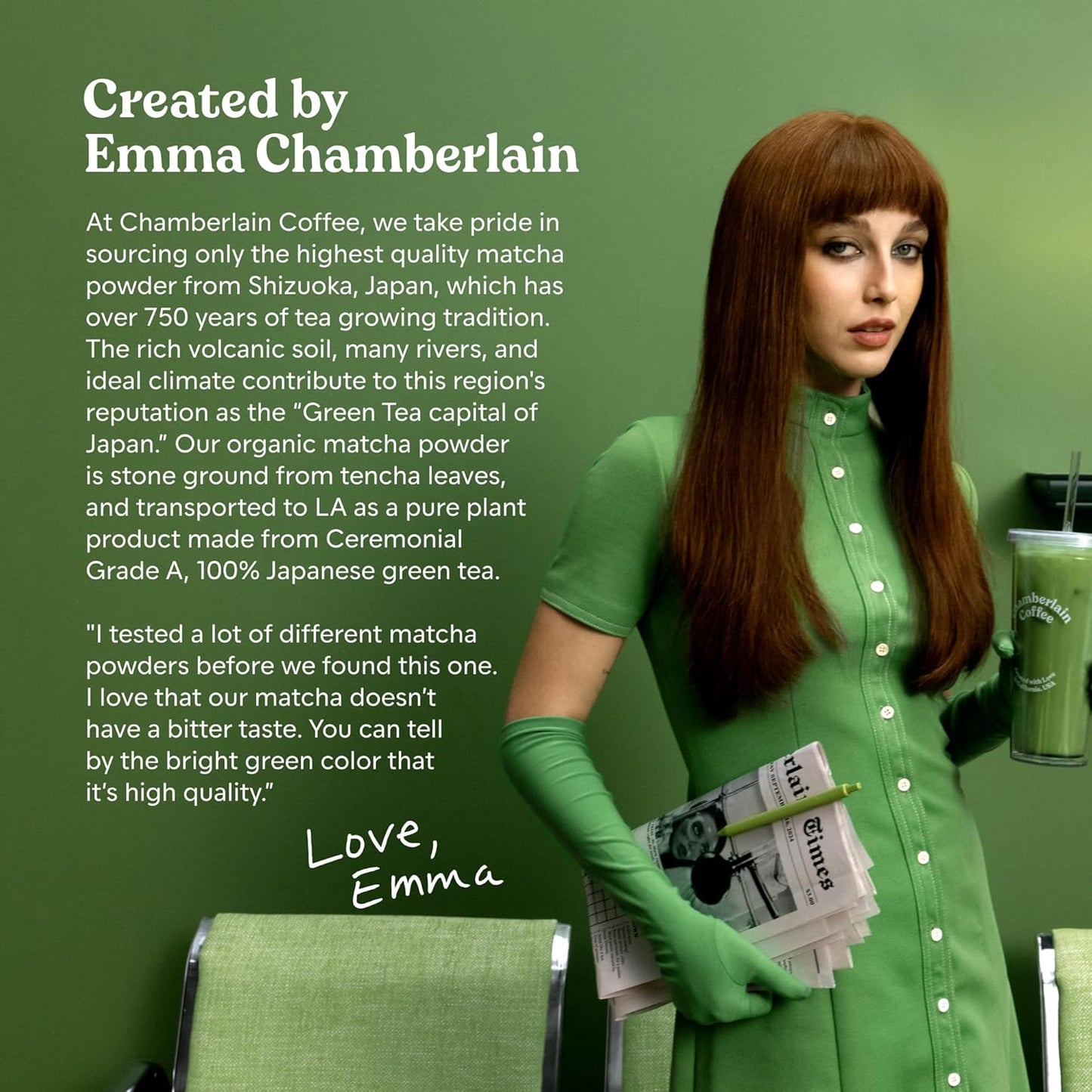 Chamberlain Coffee Chocolate Matcha Green Tea Powder - Rich Cocoa + Ceremonial Grade Matcha - Hot or Iced - Organic, Vegan & Gluten-Free Matcha Powder - 1.06 oz