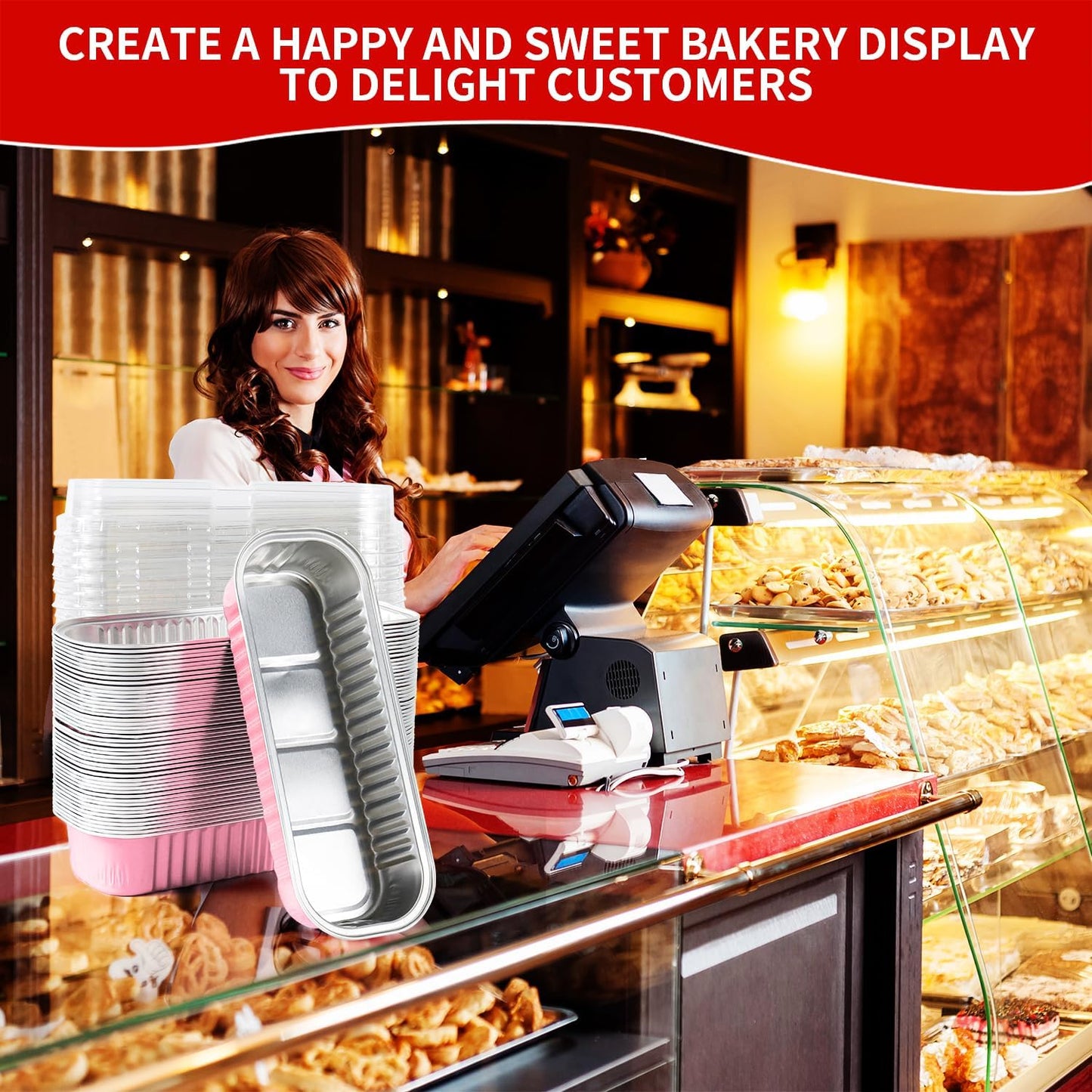 30 Pack Pink Disposable Rectangular Aluminum Foil Loaf Pans with Lids,6.8oz Mini Cake Pans for Baking, Loaf Baking Pans, Small Cake Container